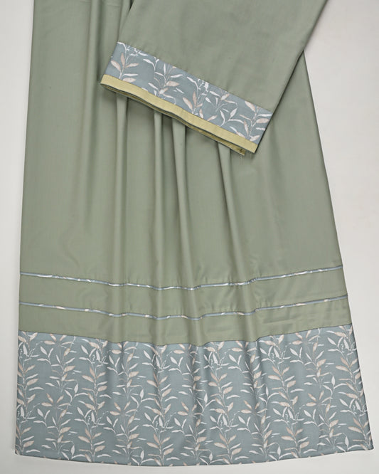 Sage Green Rida With Smart Grey Printed Panel & Pipin