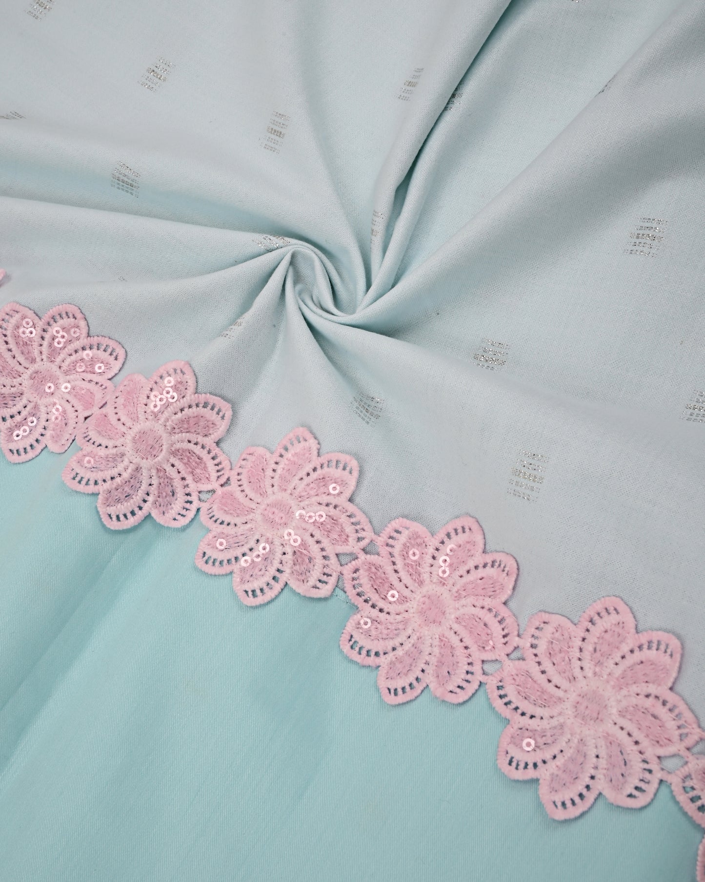 Light Blue Rida With Smart Color Block Pattern & Smart Lace