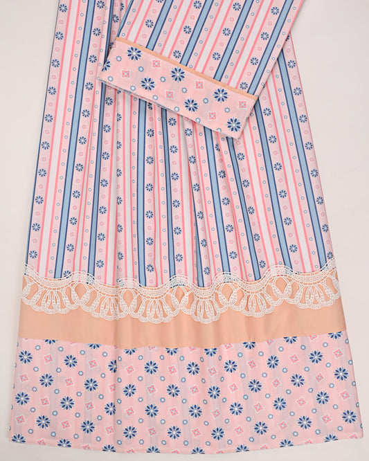 Multicolor Printed Rida With Smart Printed Panel & Lace