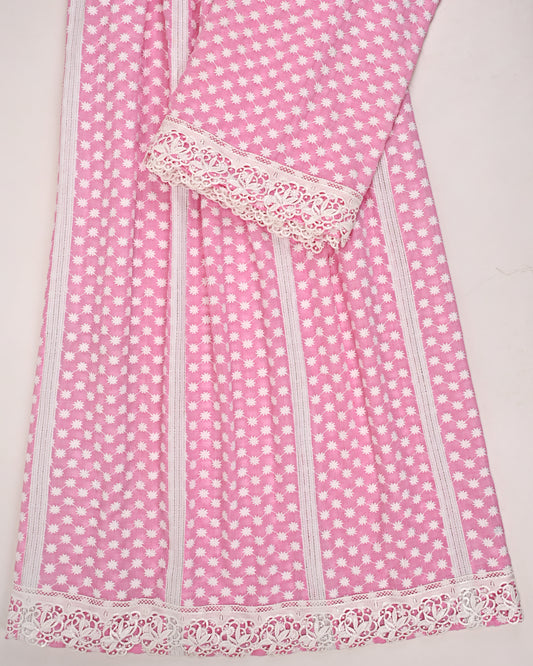 Onion Pink Rida With Smart Pattern & Embroidery Work