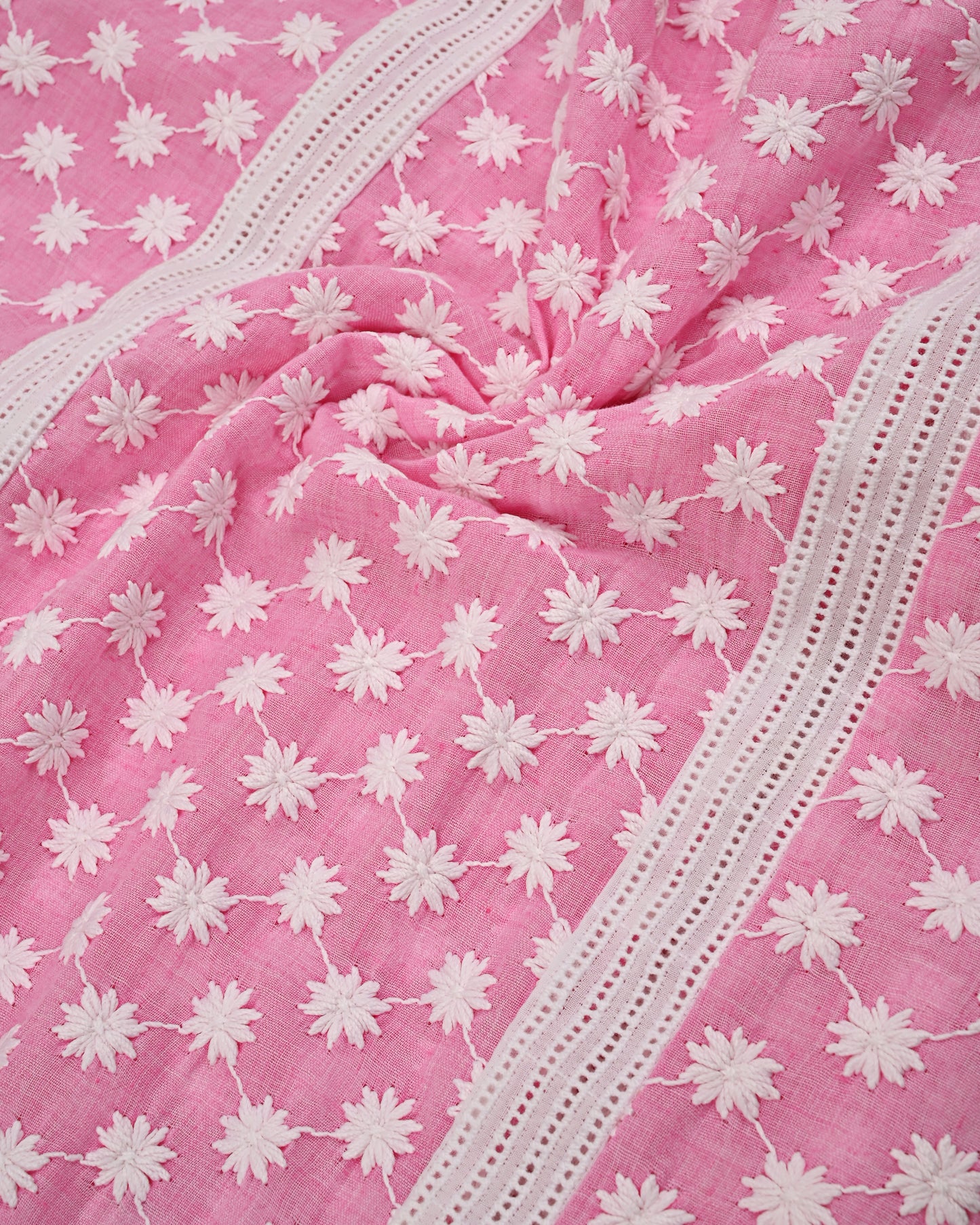 Onion Pink Rida With Smart Pattern & Embroidery Work