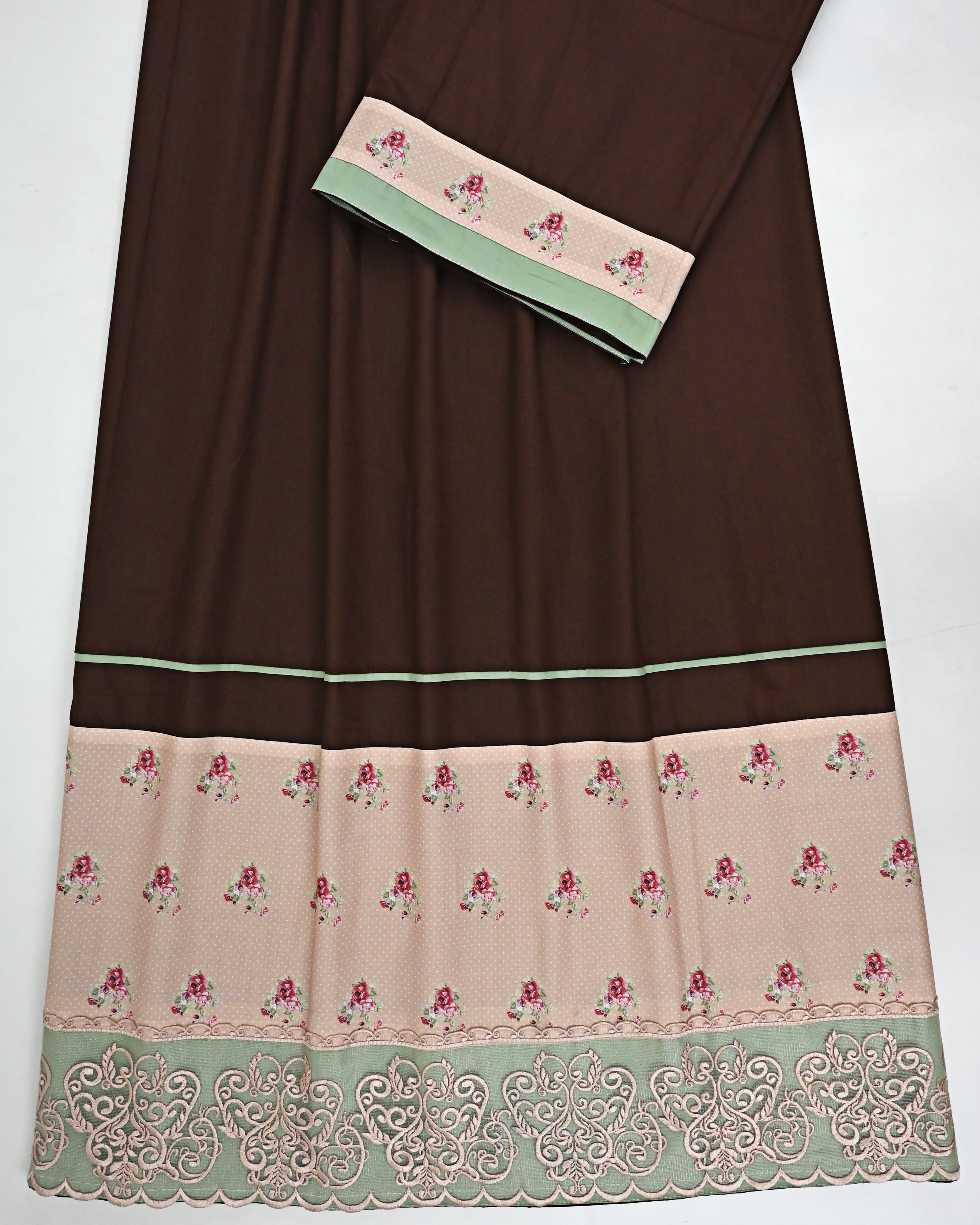 Brunette Brown Rida With Floral Print Panel & Smart Floral Lace