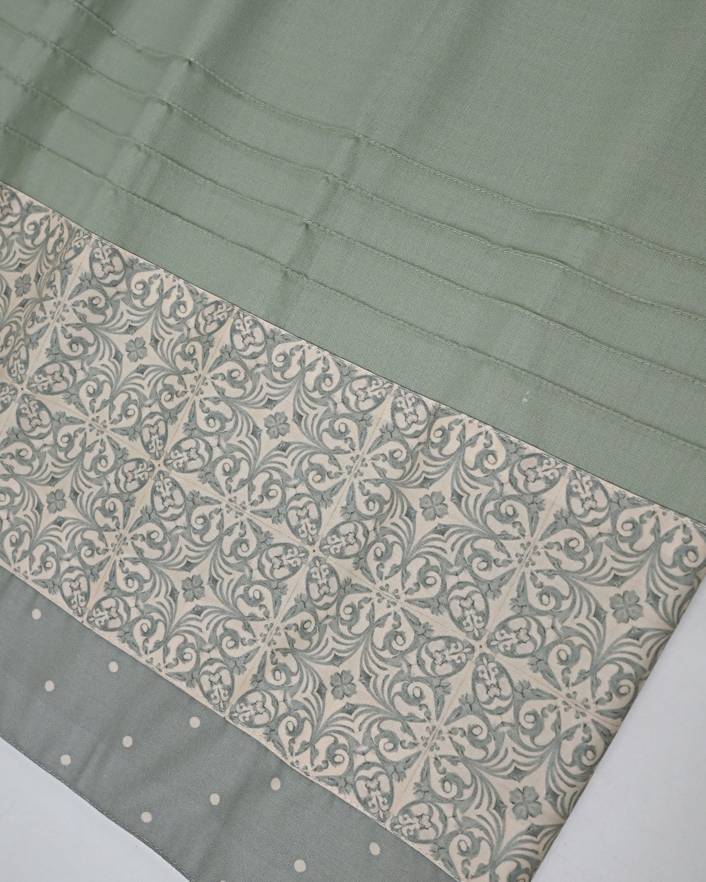 Sage Green Rida With Smart Design Printed Panel & Pintex