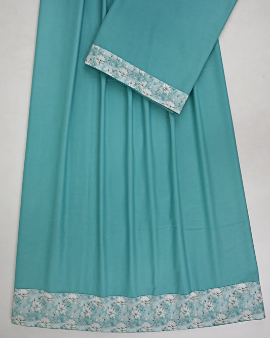 Turquoise Ohbat Rida WIth Floral Printed Panel