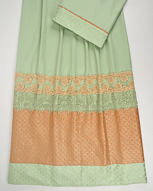 Pistachio Rida With Heavy Look Panel & Smart Floral Lacing