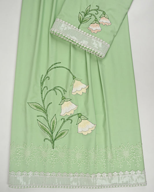 Pista Green Rida With Smart Lacing & Floral Embroidery Work