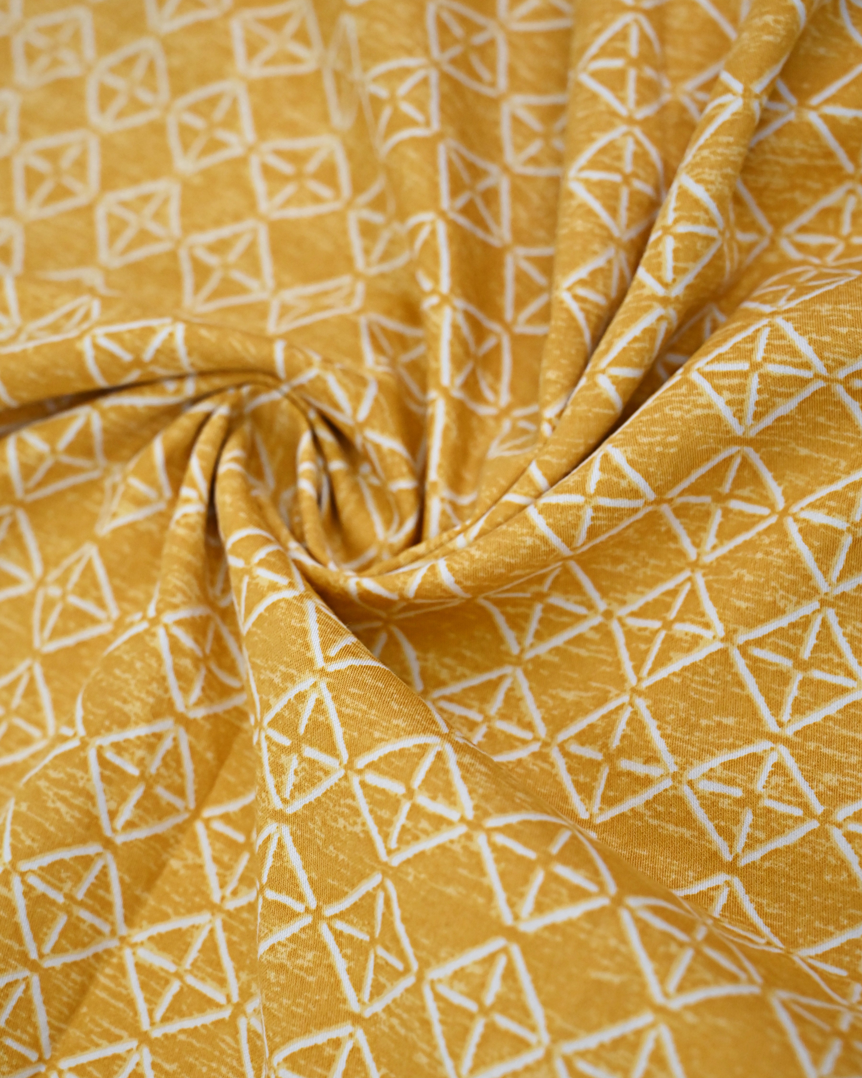 Mustard Yellow White Print Rida With Smart Floral Canvas Panel & Smart Lace