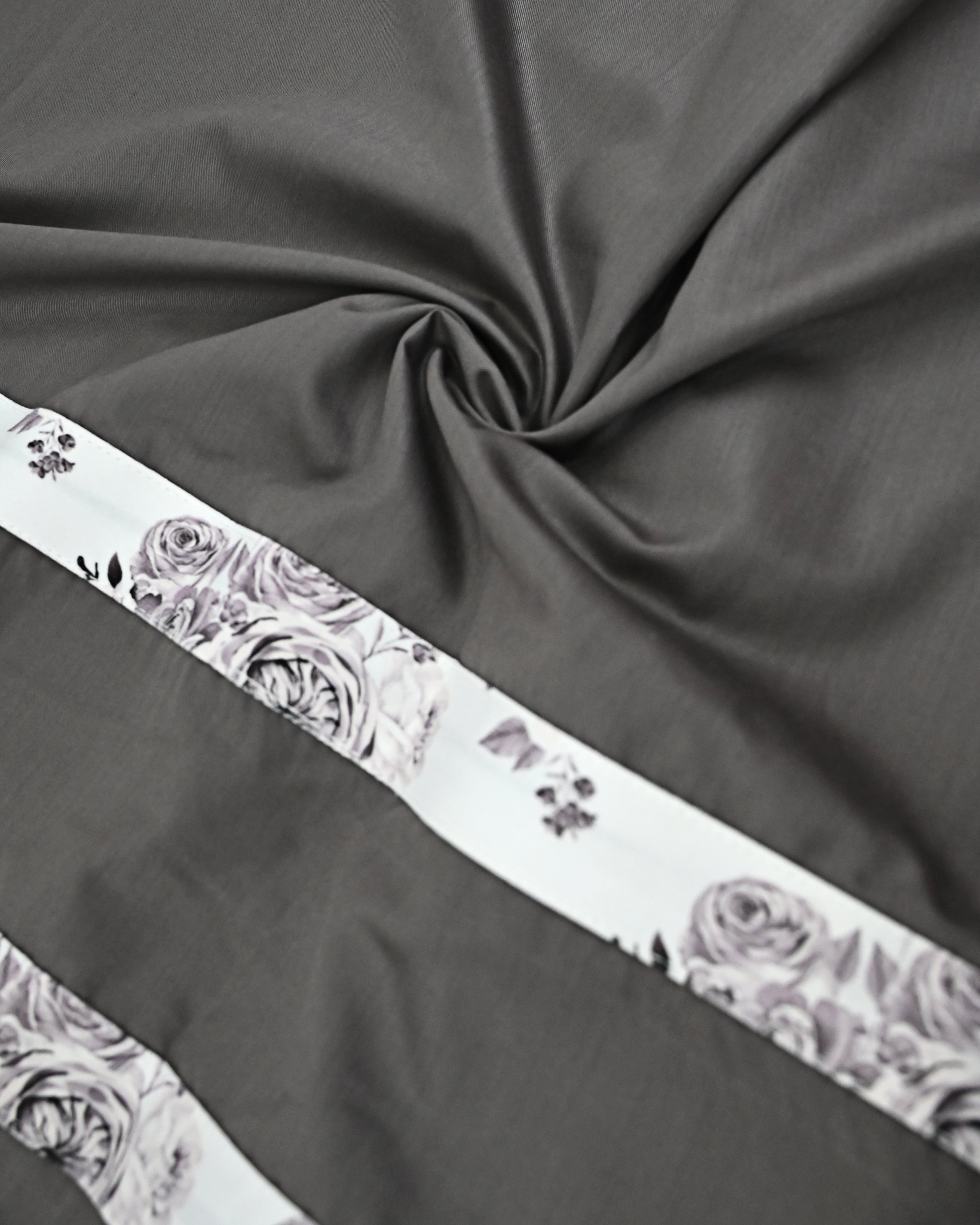 Greenish Grey Rida With Smart High Floral Panel & High Floral White Lace