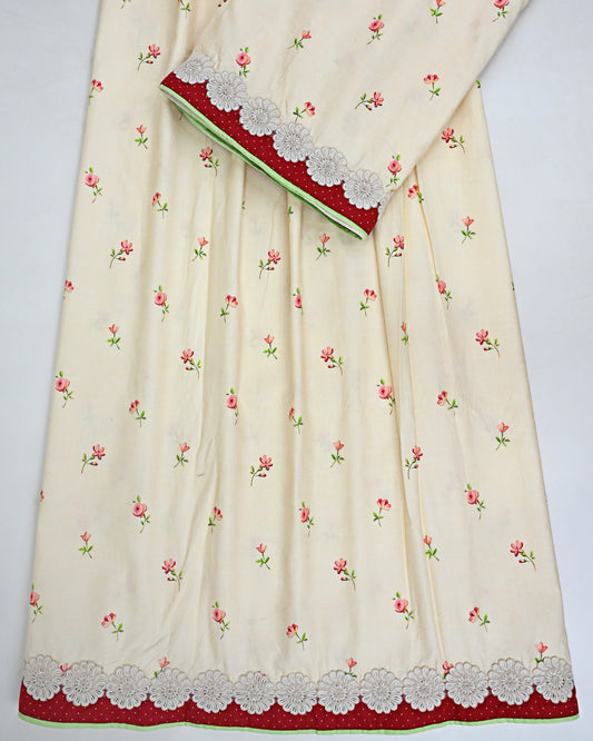 Lemon Yellow Floral Printed Rida With Smart Lace