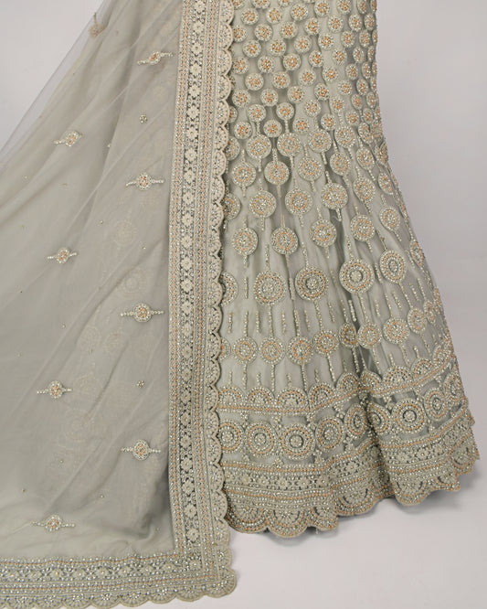 Silver Bridal Jodi With Full Golden Moti Work & Matching Dupatta With Border