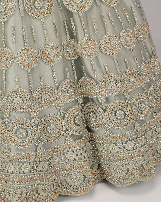 Silver Bridal Jodi With Full Golden Moti Work & Matching Dupatta With Border