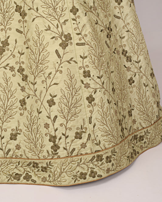 Pistachio Bridal Jodi With Full Embroidery Work & Peachish Pink Dupatta With Border