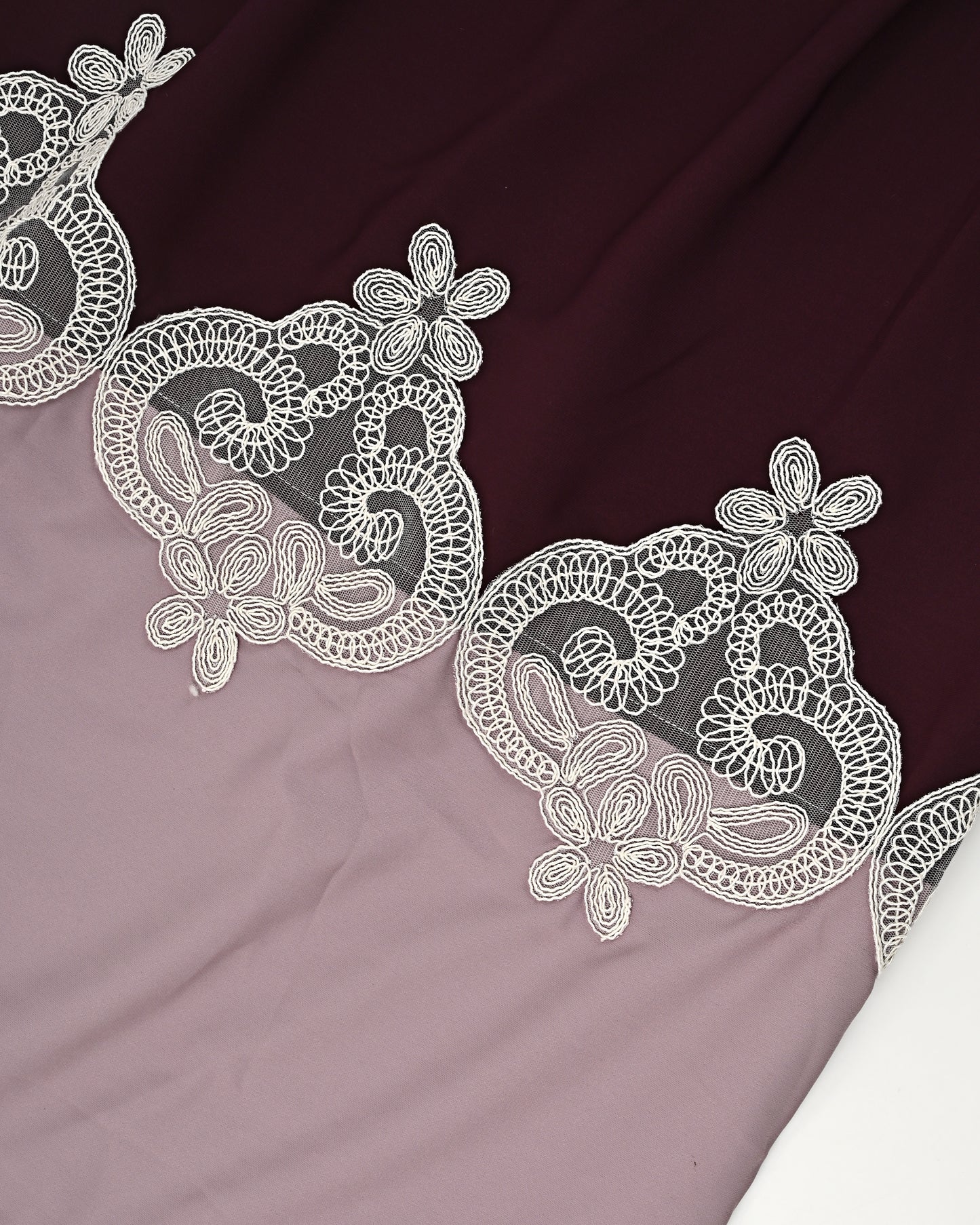 Burgundy Abaya Rida With Smart Lace & Light Shade Abaya Panel-1500/-