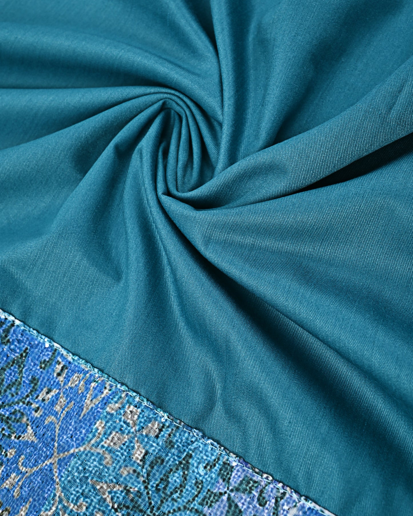 Turquoise Rida With Smart Geometric Design Panel & Smart Dark Lace-1600/-