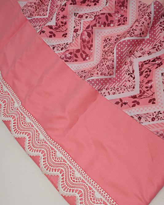 Light Pink Rida With Smart Chevron Floral Panel & Lace