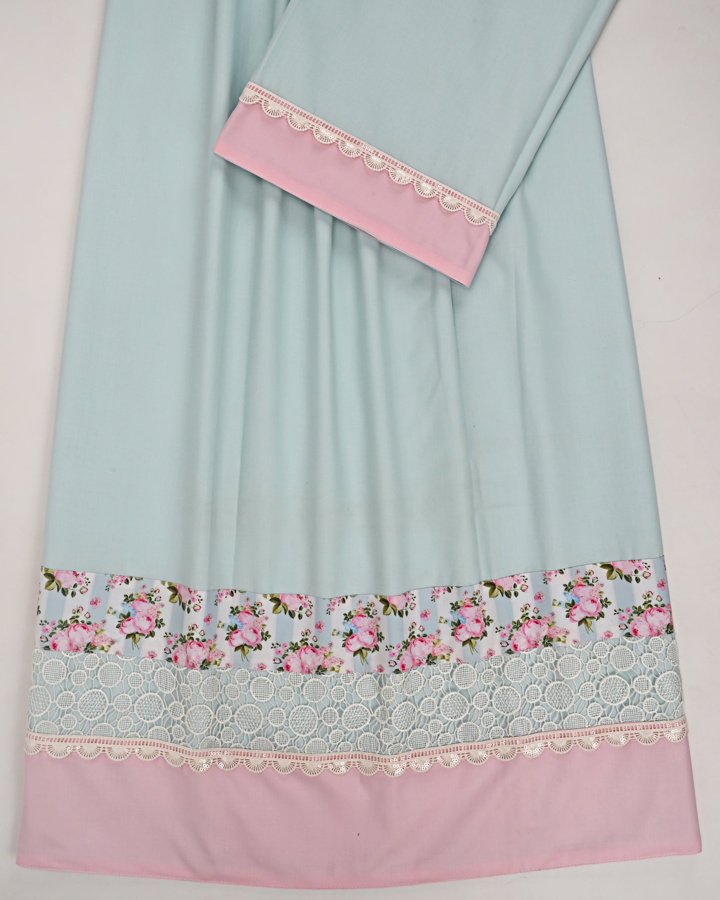 Light Blue Rida With Smart Floral Belt & Smart Lace