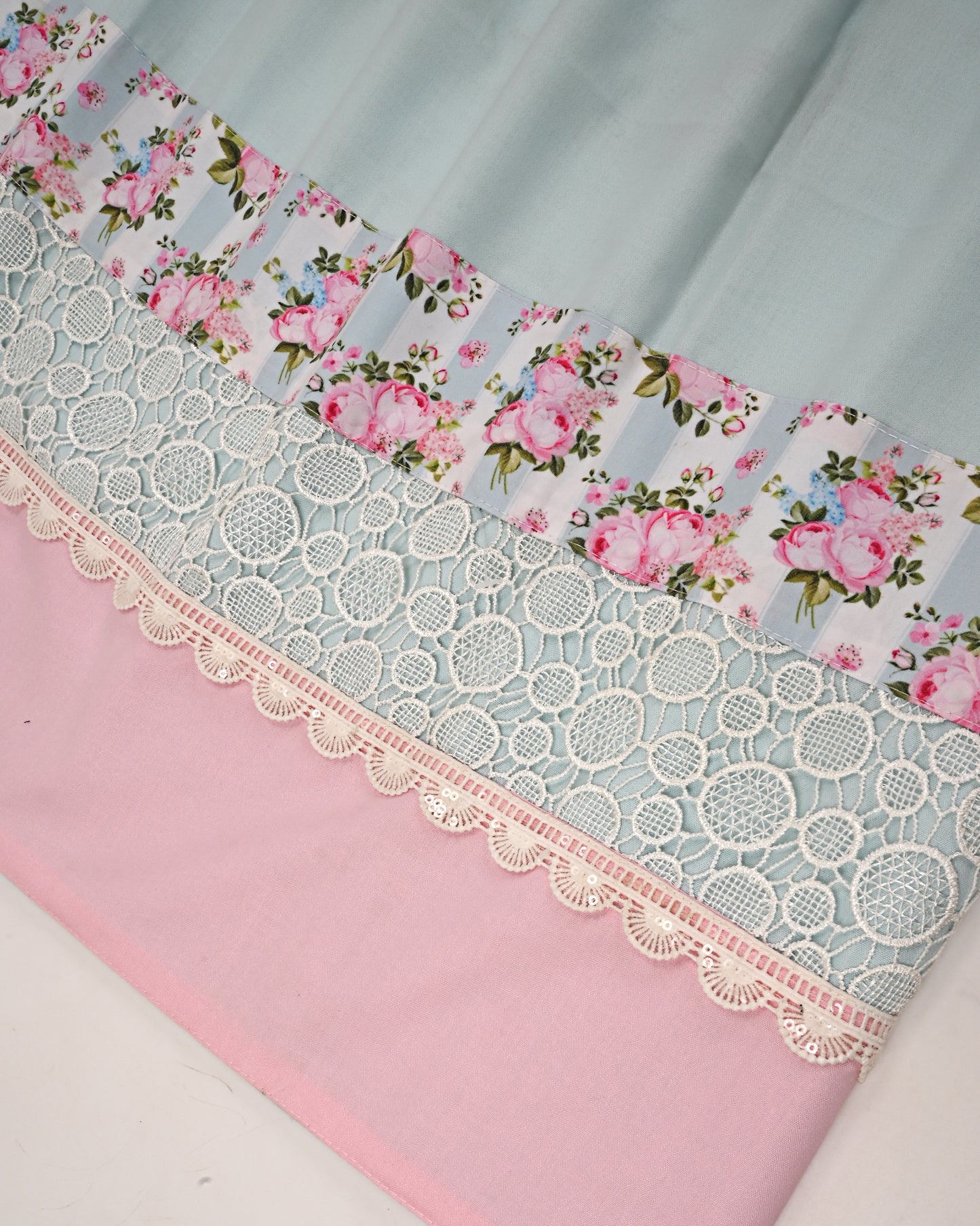 Light Blue Rida With Smart Floral Belt & Smart Lace