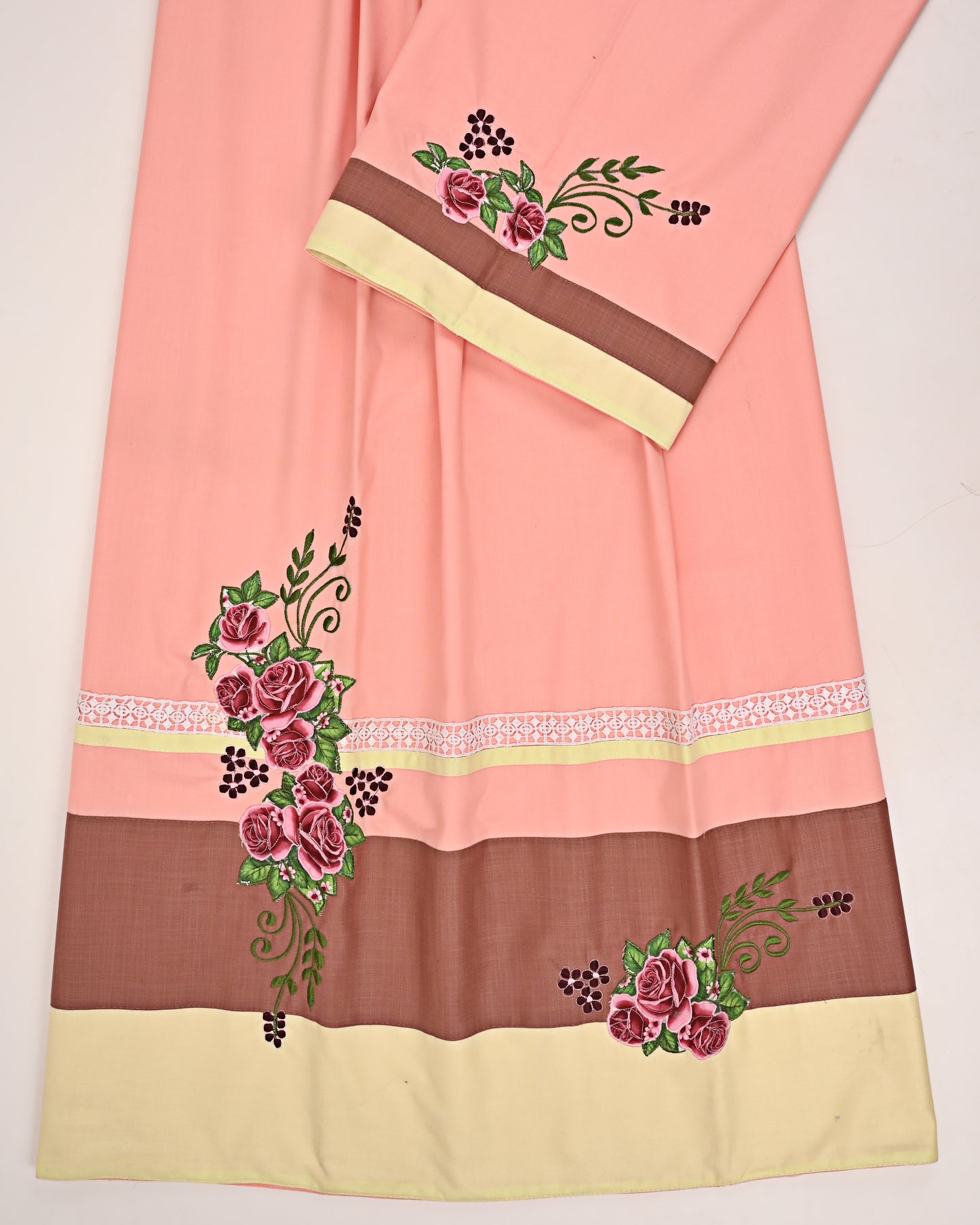 Peach Rida With Smart Dark Light Panel & Floral Work On It