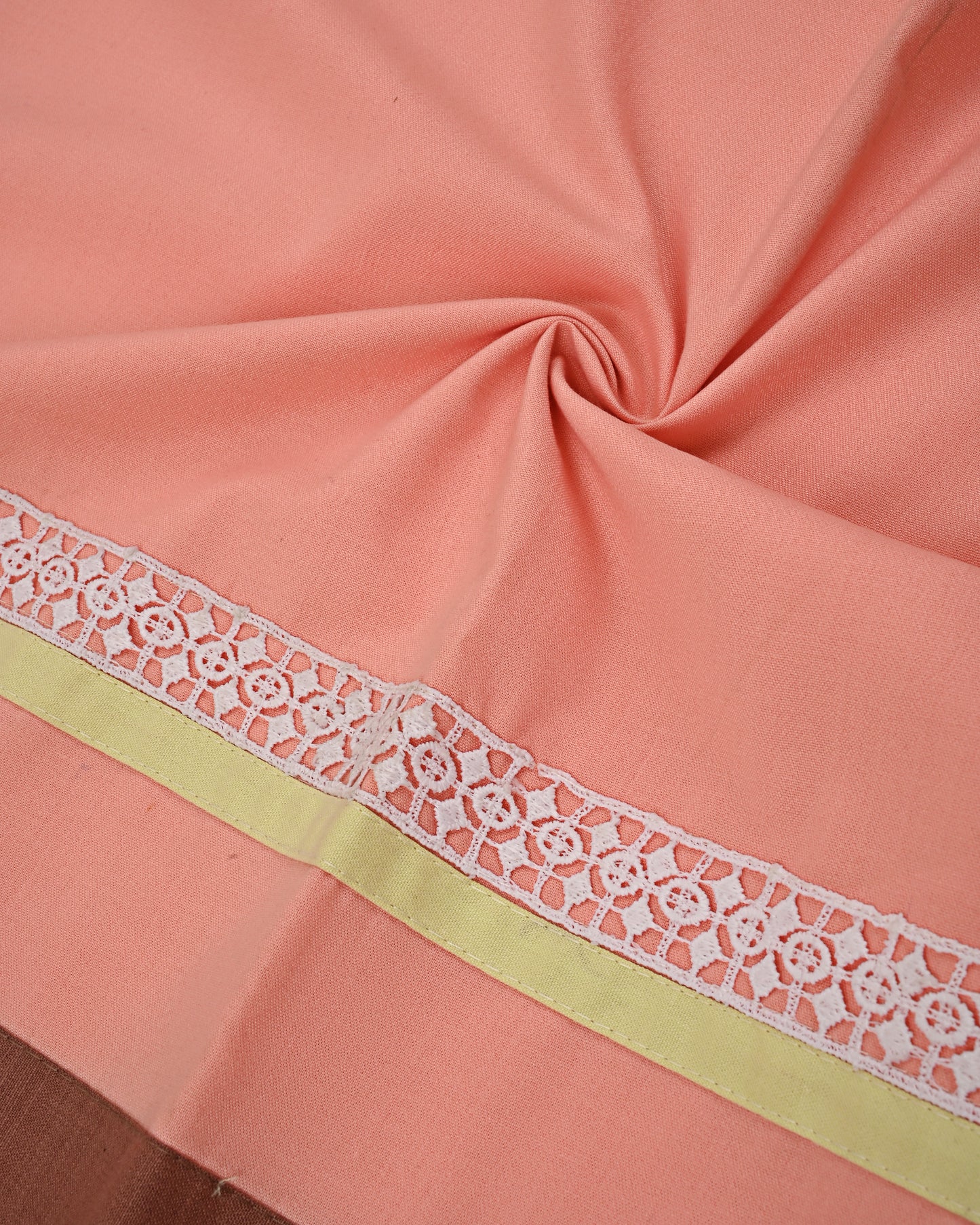 Peach Rida With Smart Dark Light Panel & Floral Work On It