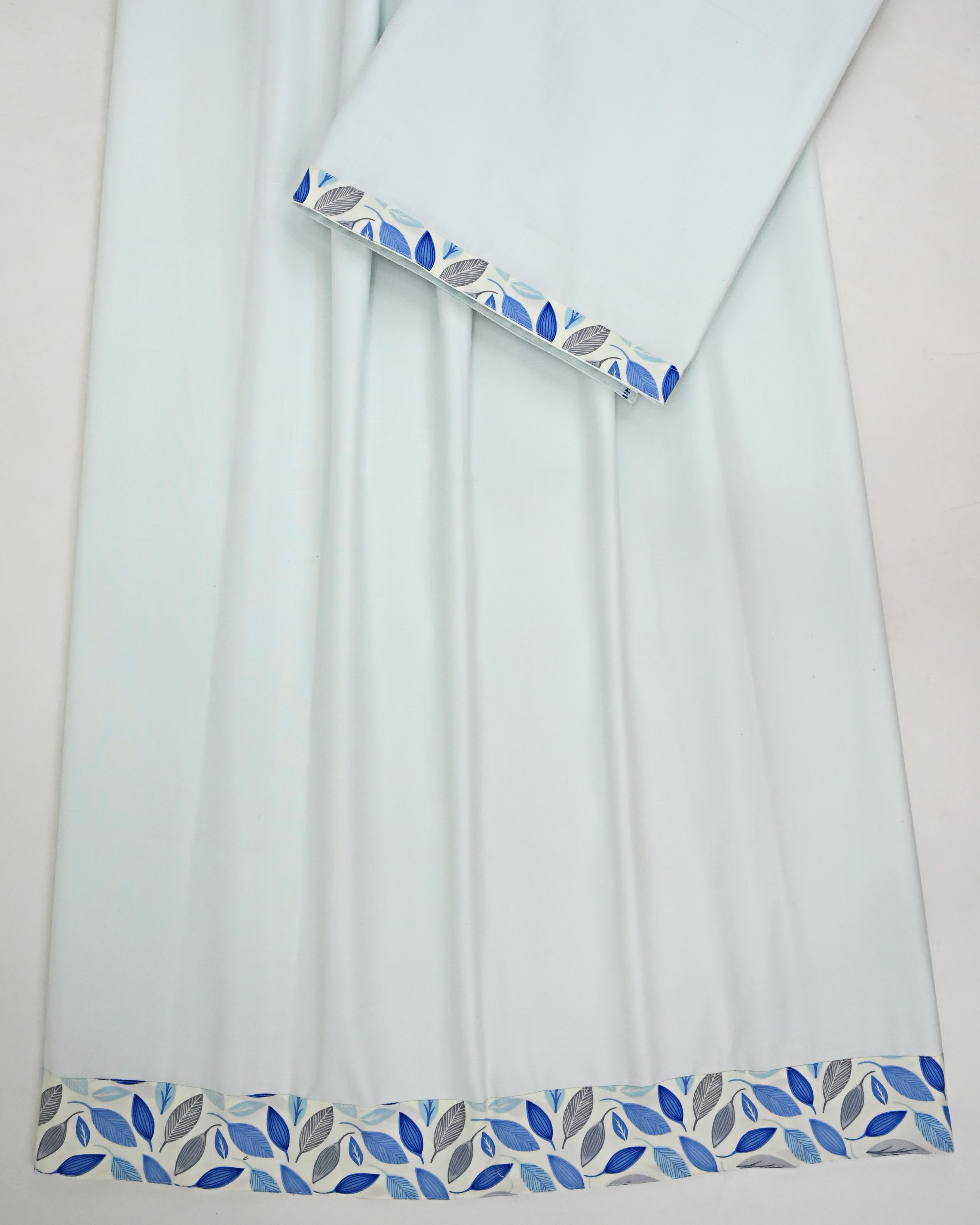 Light Blue Ohbat Rida With Smart Leafy Print Panel