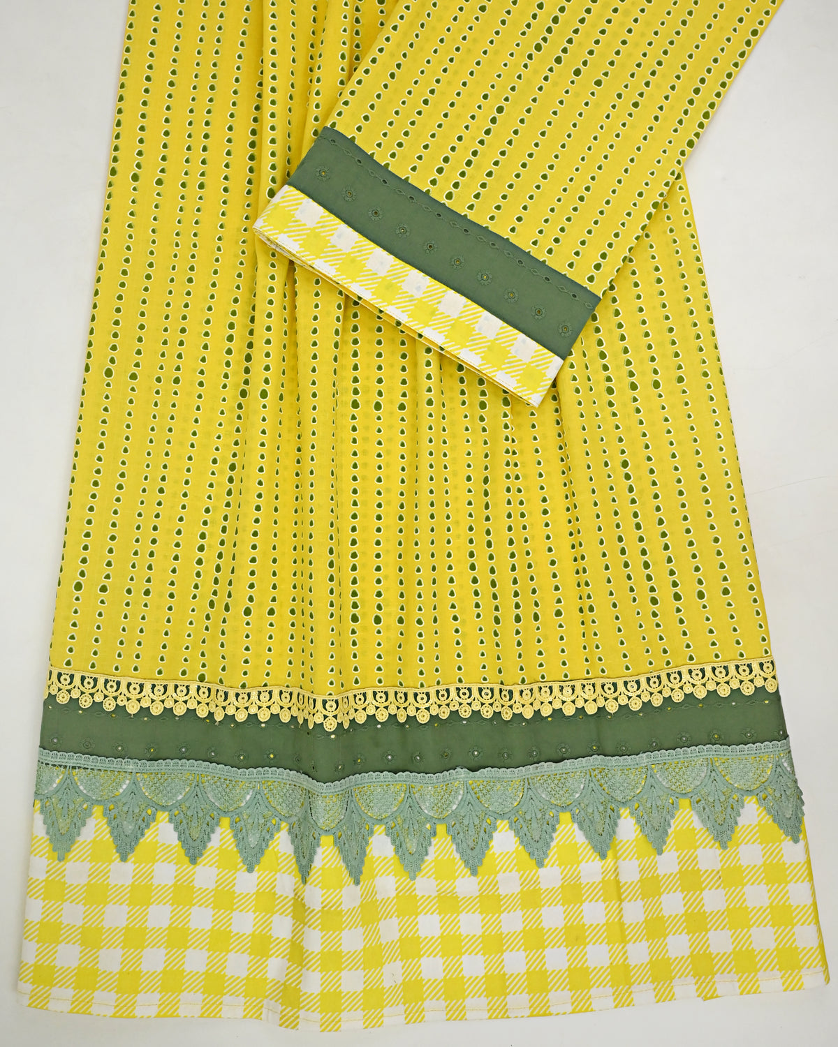 Mustard Yellow Batik Rida With Smart Checks Panel & Smart Lace – AL ...
