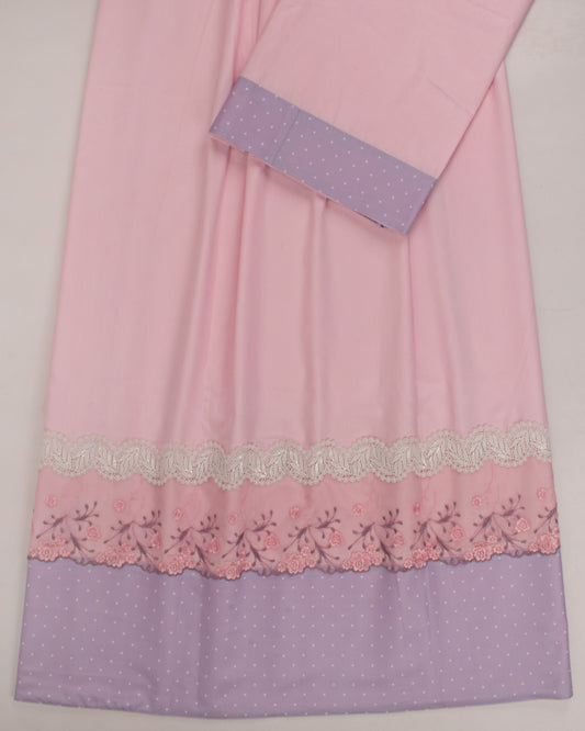 Baby Pink Rida With Smart Panel & Smart Floral Lace