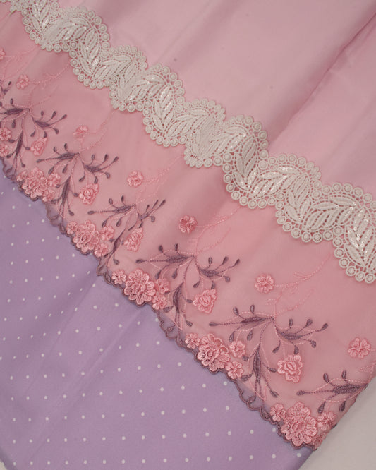 Baby Pink Rida With Smart Panel & Smart Floral Lace