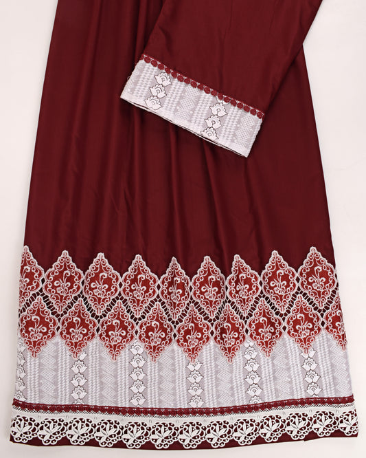 Blood Red Rida With Heavy Look Floral Lace
