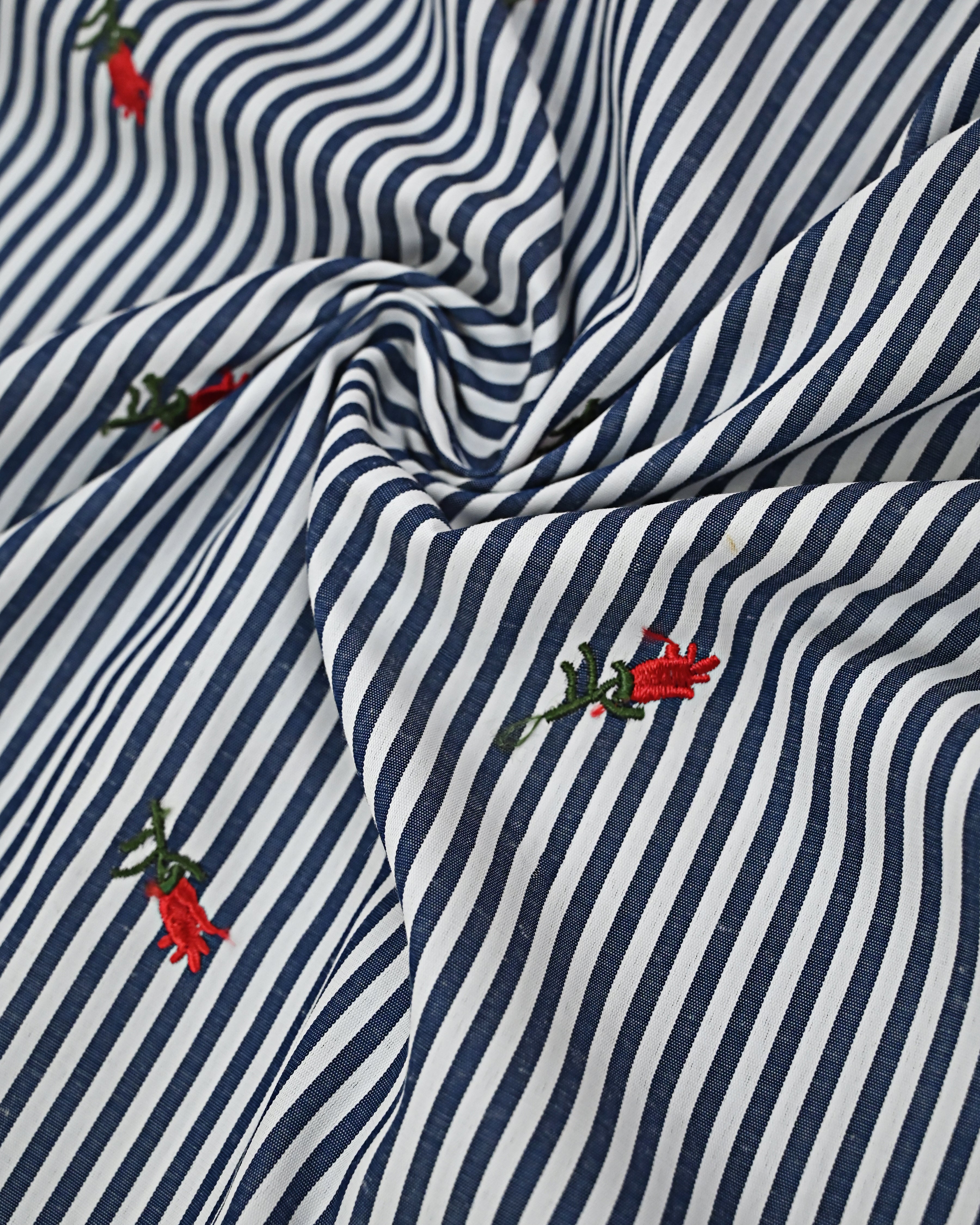 Navy Blue White Stripes Rida With Smart Lace & Hakoba Panel All Over Floral Booties-3050/-