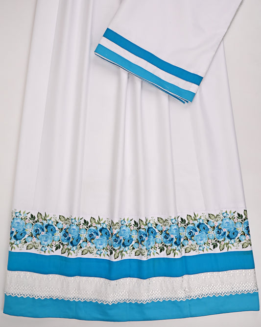 White Rida With Smart Floral Panel & Lace