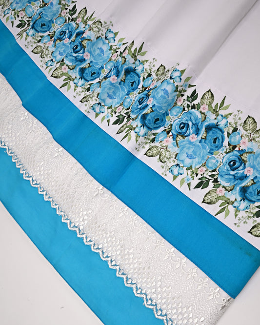 White Rida With Smart Floral Panel & Lace