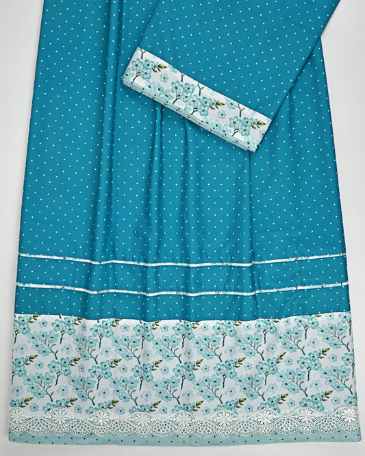 Rama Green Dots Rida With Smart Floral Panel Lace & Pipin
