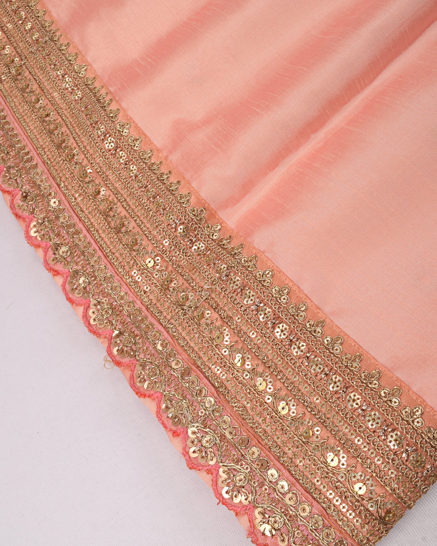 Peach Rida With Smart Heavy Look Lace