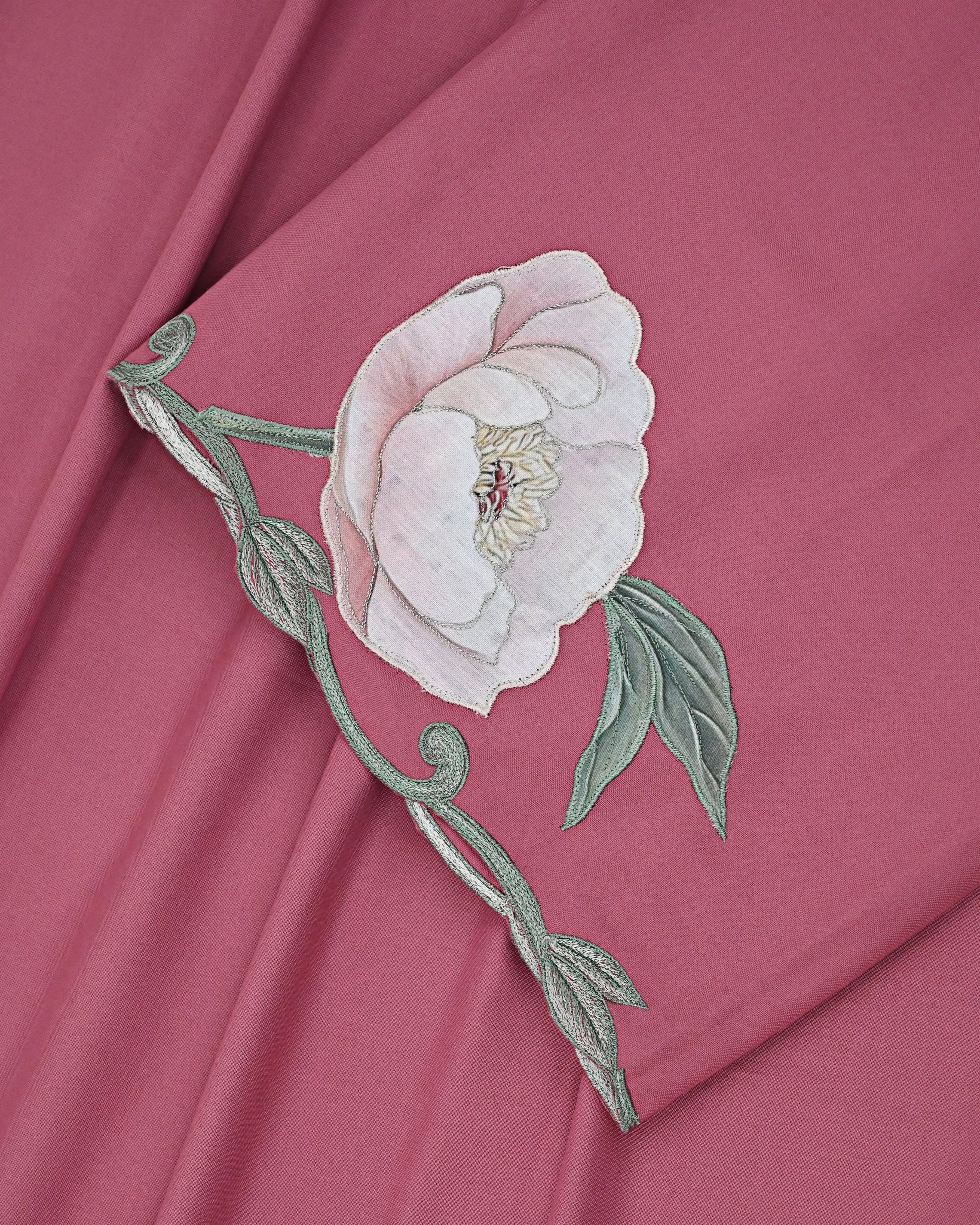 Rosey Mauve Rida With Floral Applique Embroidery & Smart Cut Work