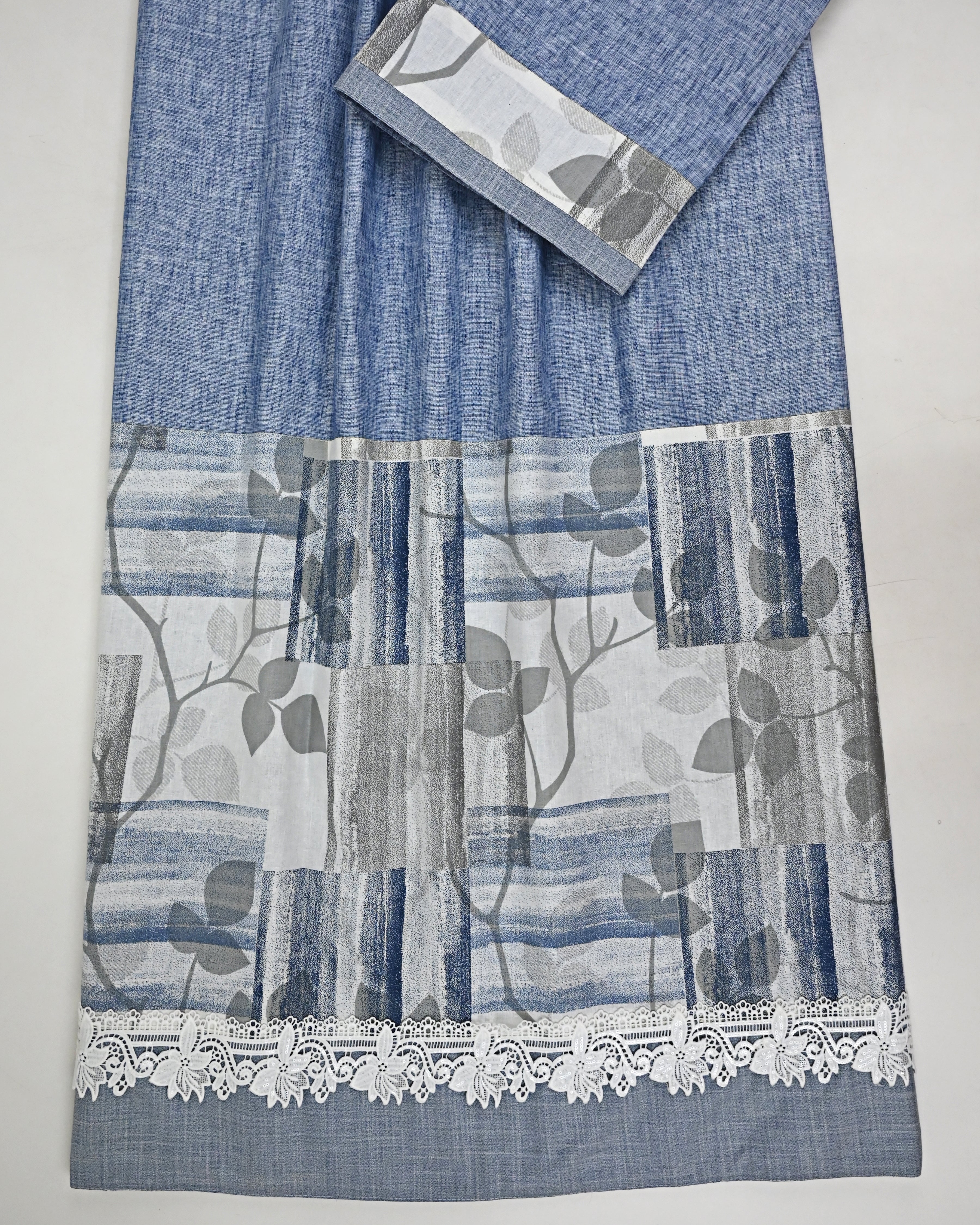 Denim Blue Rida With Smart Floral Canvas Panel & Smart Lacing