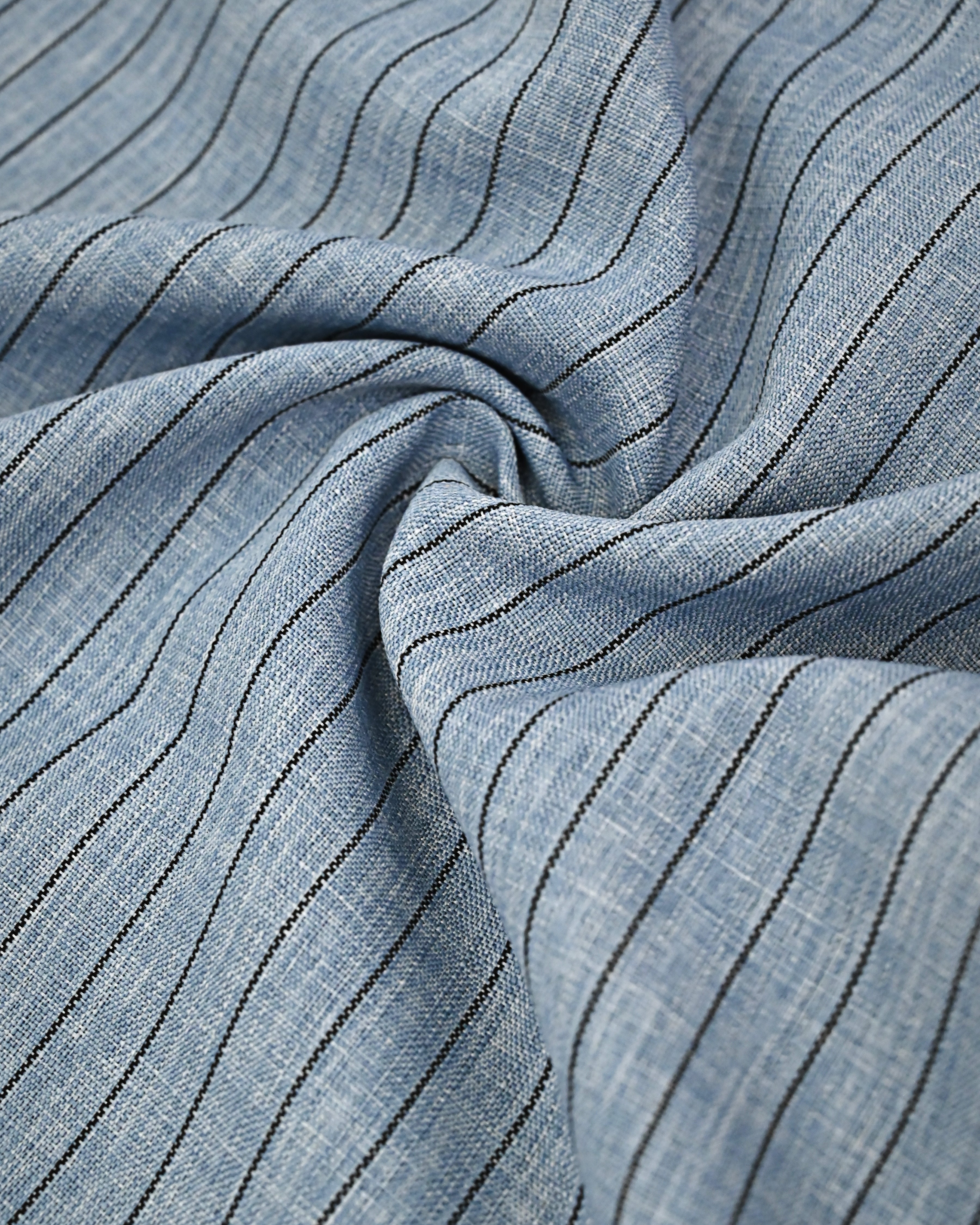 Light Denim Blue Stripes Ohbat Rida With Navy Blue Panel