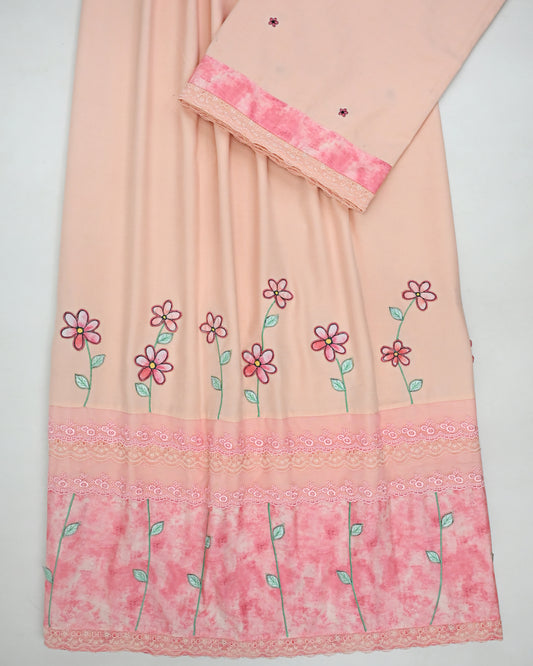 Light Peach Rida With Smart Marble Panel Smart Lace & Floral All Over Work