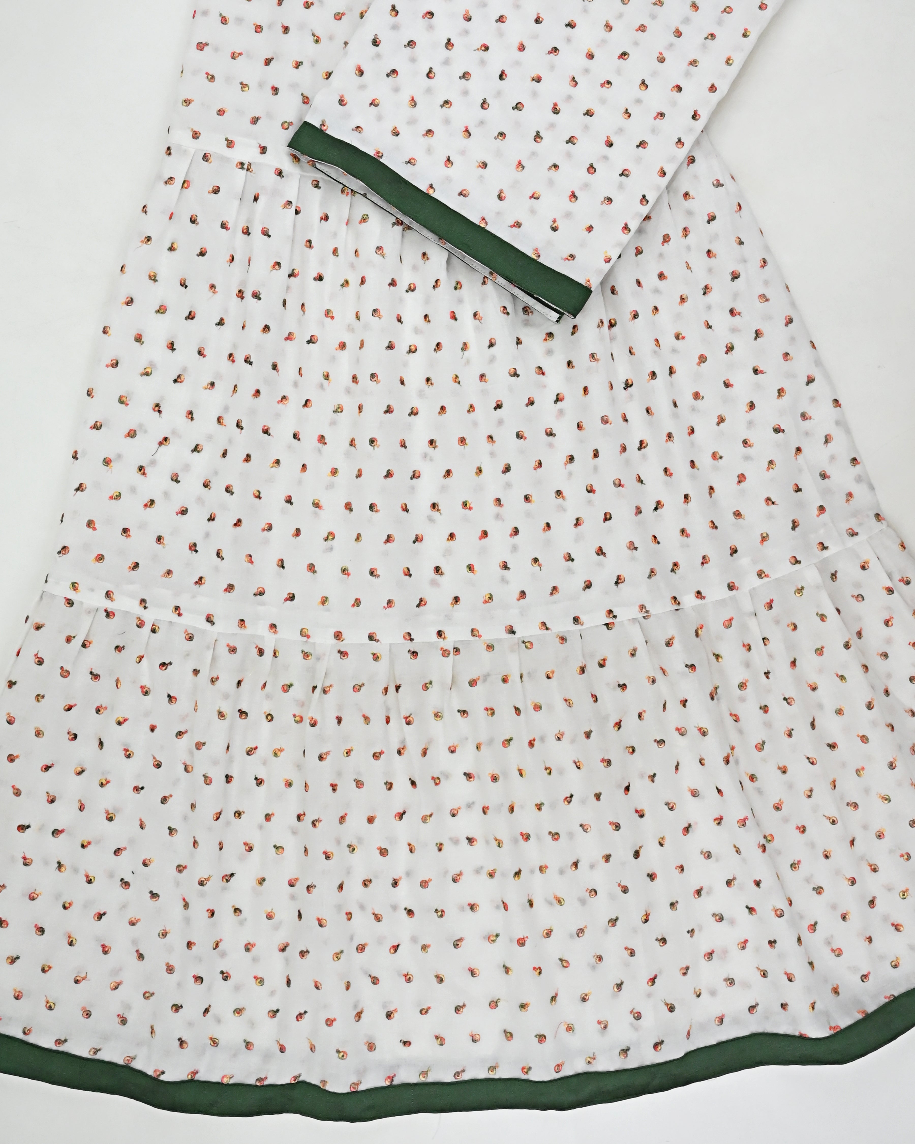 White Base Full Embroidery Booties Smart Skirt Style Rida