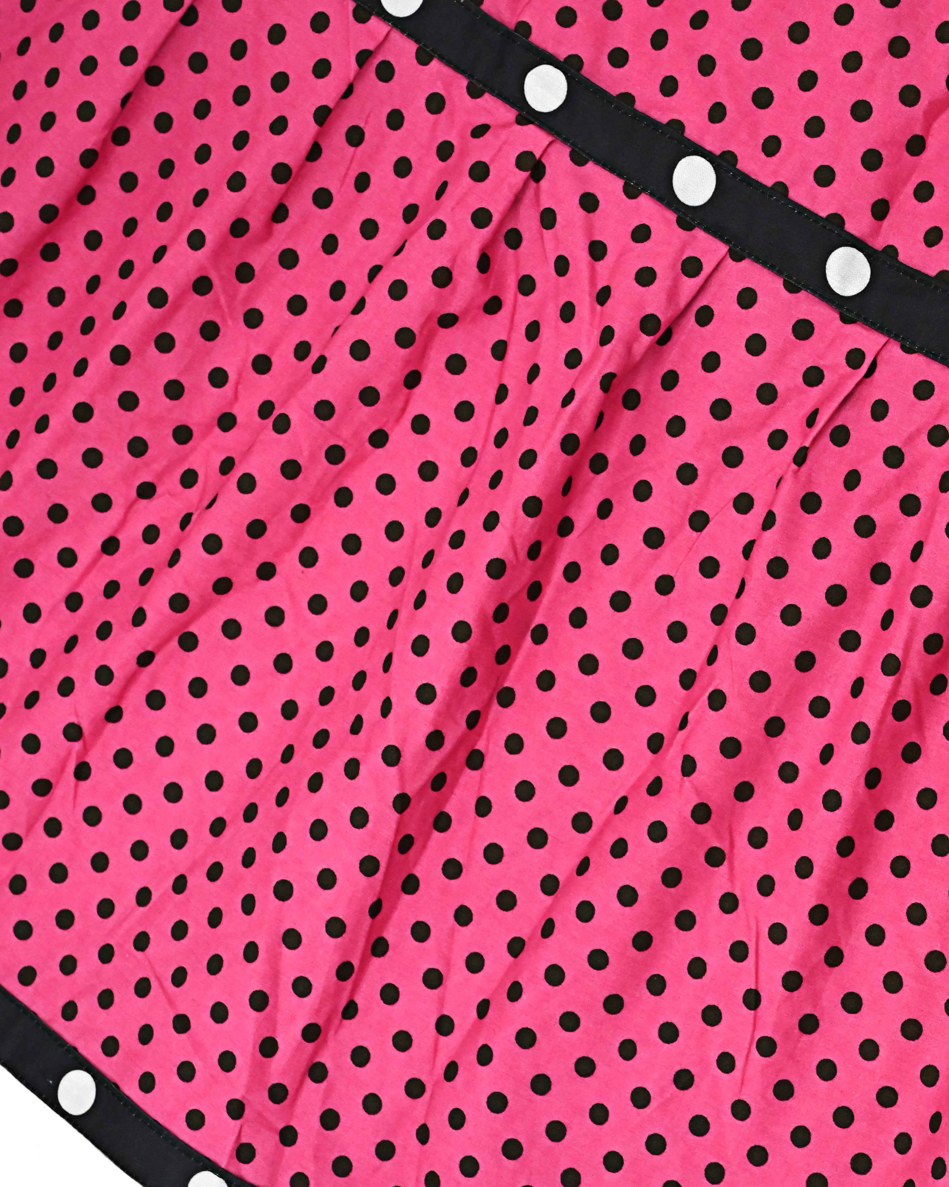 Hot Pink Base Black Dots Skirt Style Rida With Smart Black Base White Polka Dots Patti