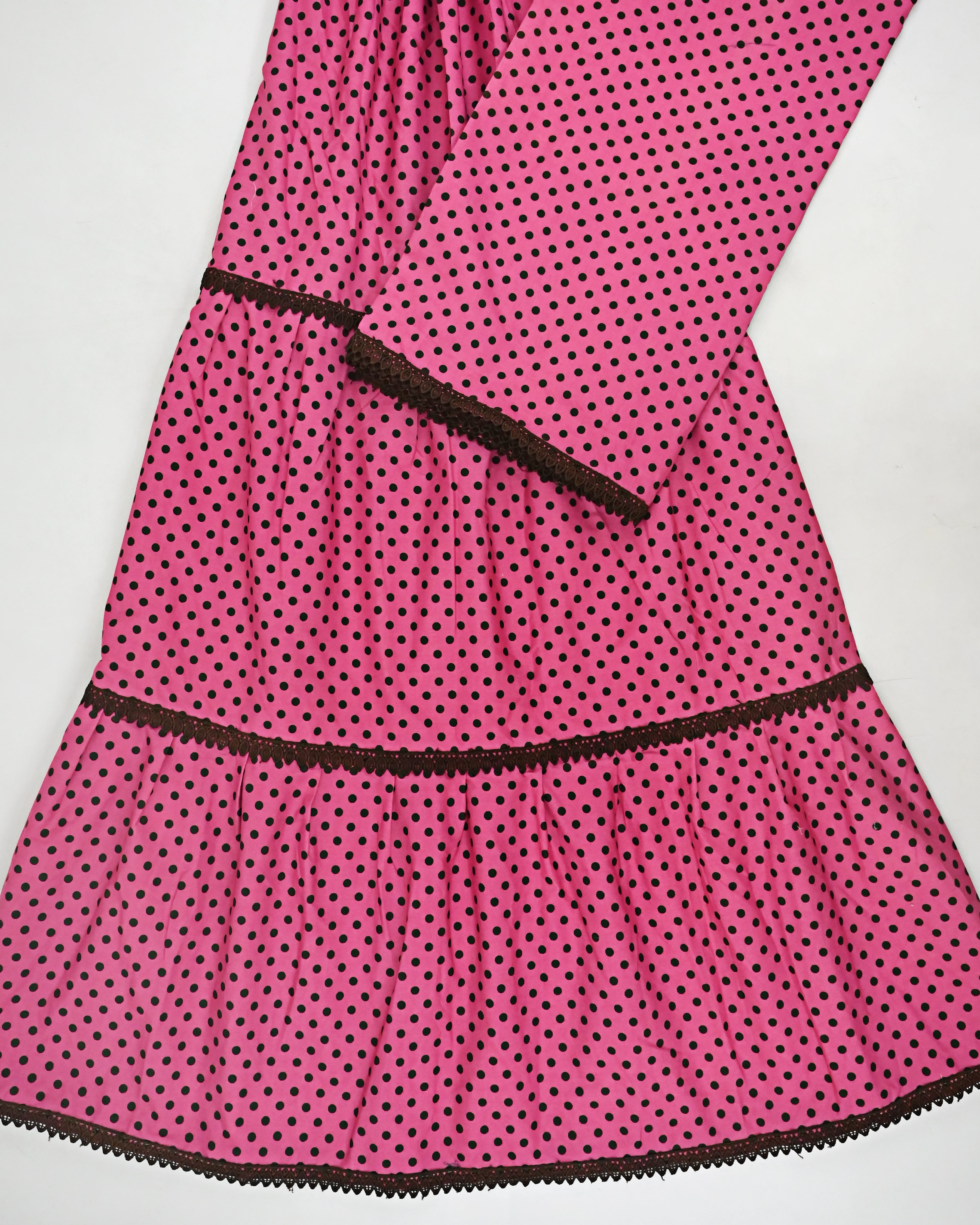 Rani Pink Base Black Dots Skirt Style Rida With Smart Small Brown Lace