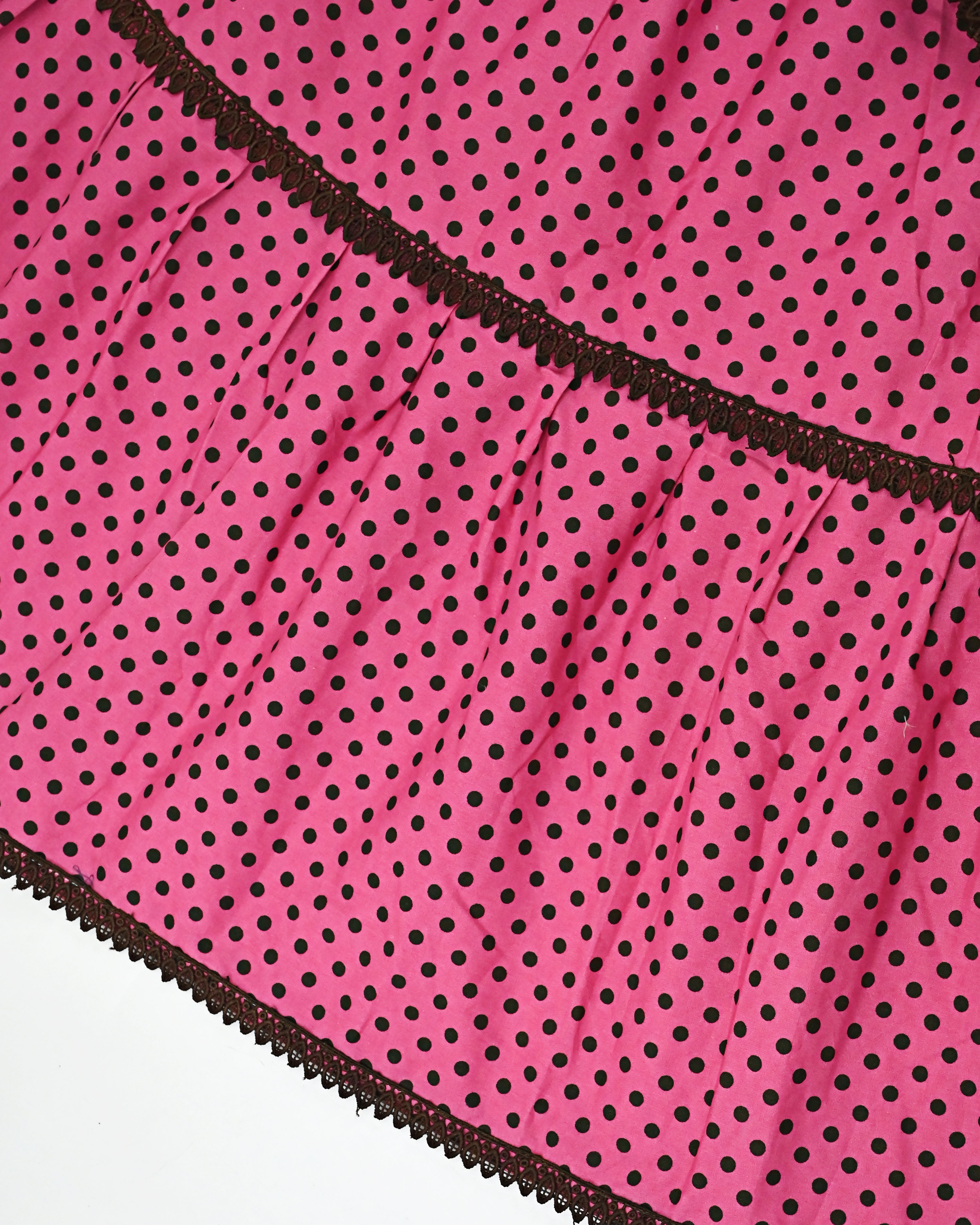 Rani Pink Base Black Dots Skirt Style Rida With Smart Small Brown Lace