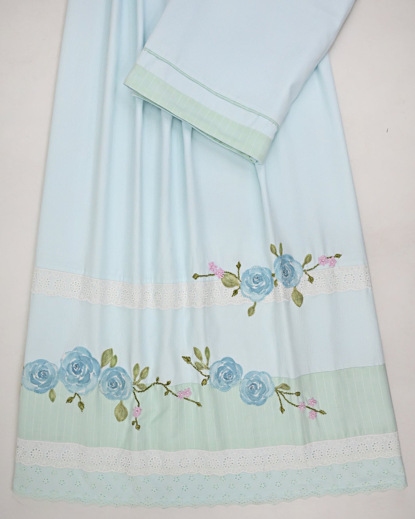 Light Blue Crush Rida With Smart Floral Applique Work & Smart Lacing