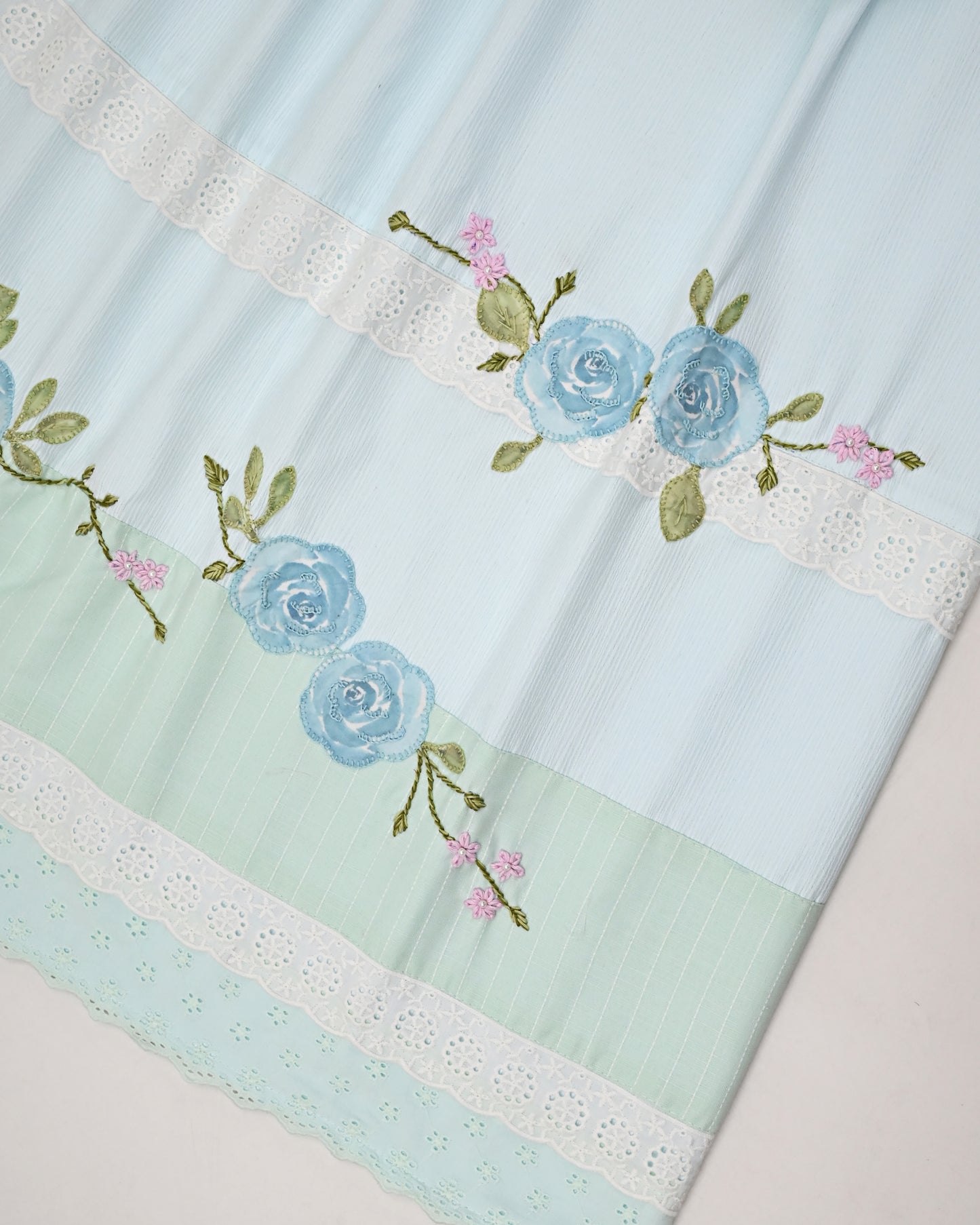 Light Blue Crush Rida With Smart Floral Applique Work & Smart Lacing