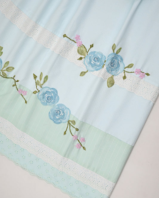 Light Blue Crush Rida With Smart Floral Applique Work & Smart Lacing