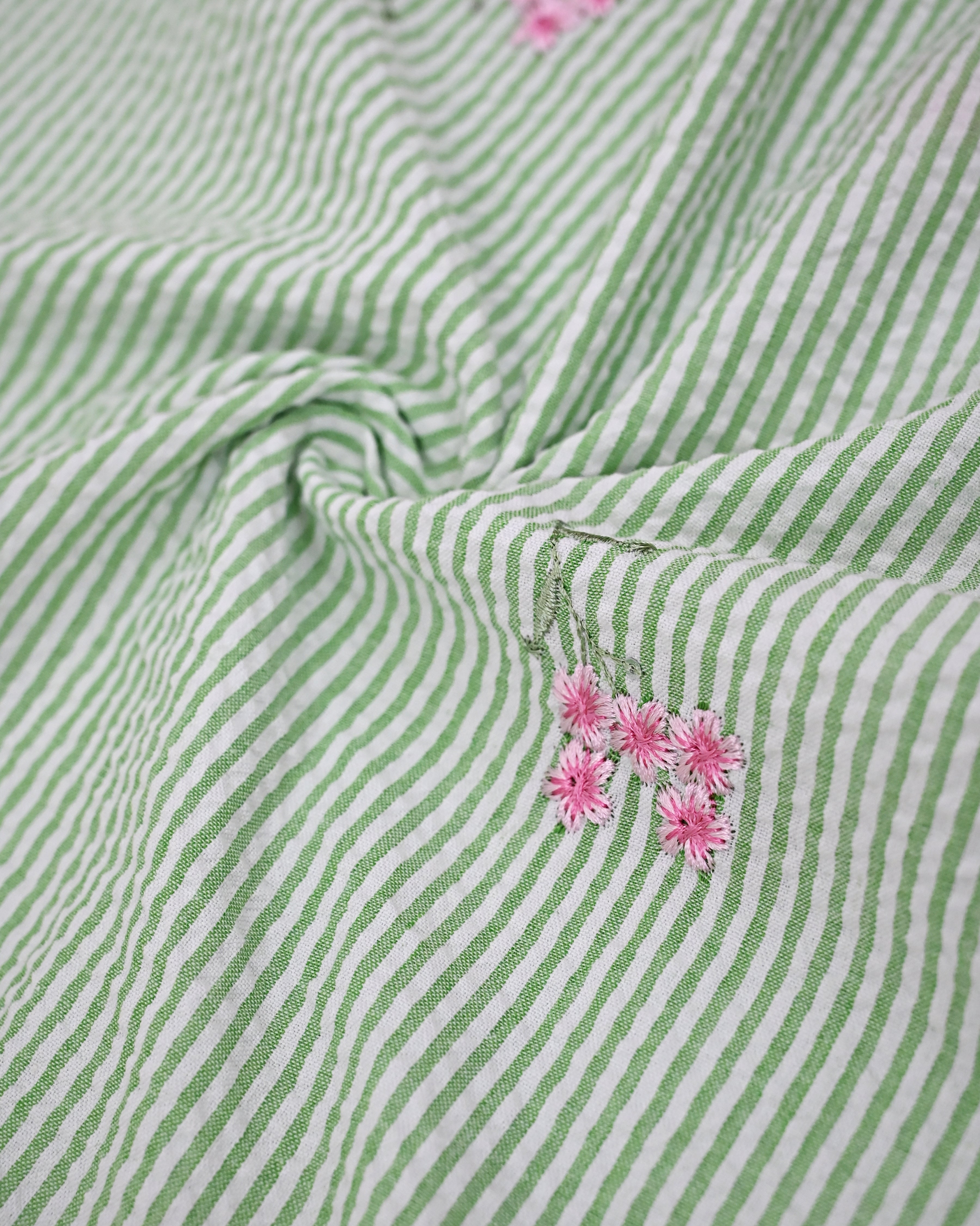 Pista Green Stripes Popcorn Rida With Smart Panel & Smart White Lace