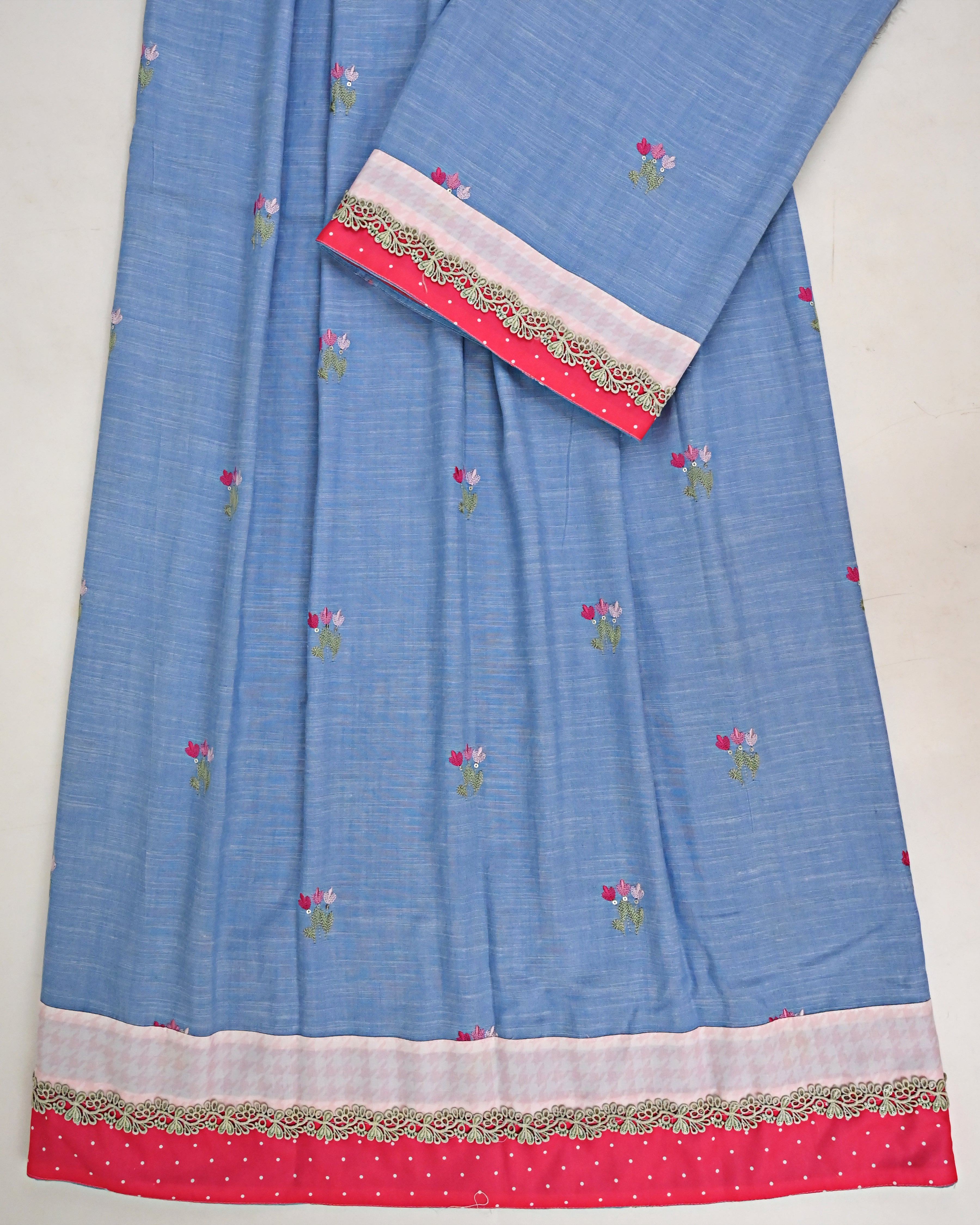 Chambray Blue Rida With All Over Floral Booties Smart Lace & Smart Panel