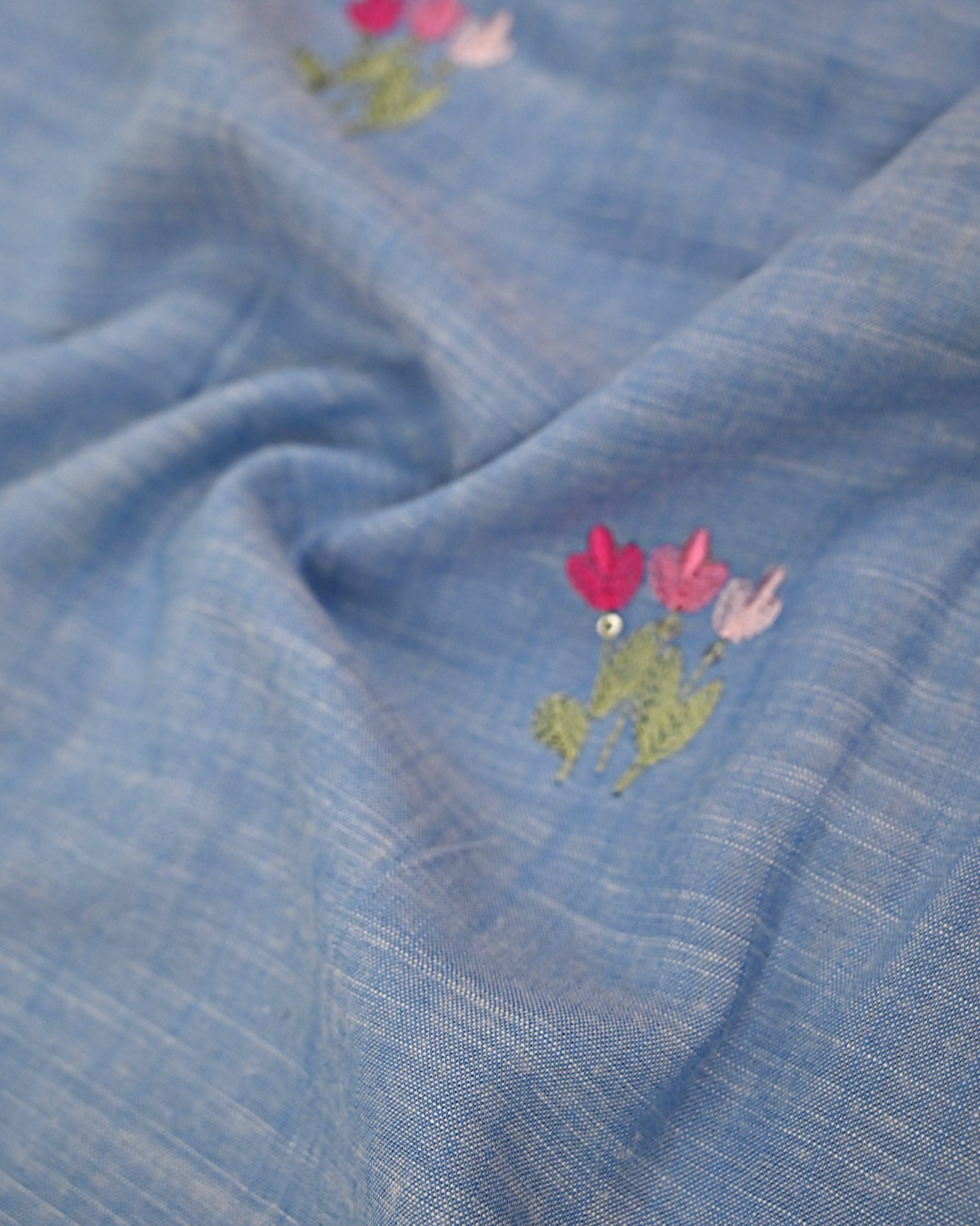 Chambray Blue Rida With All Over Floral Booties Smart Lace & Smart Panel