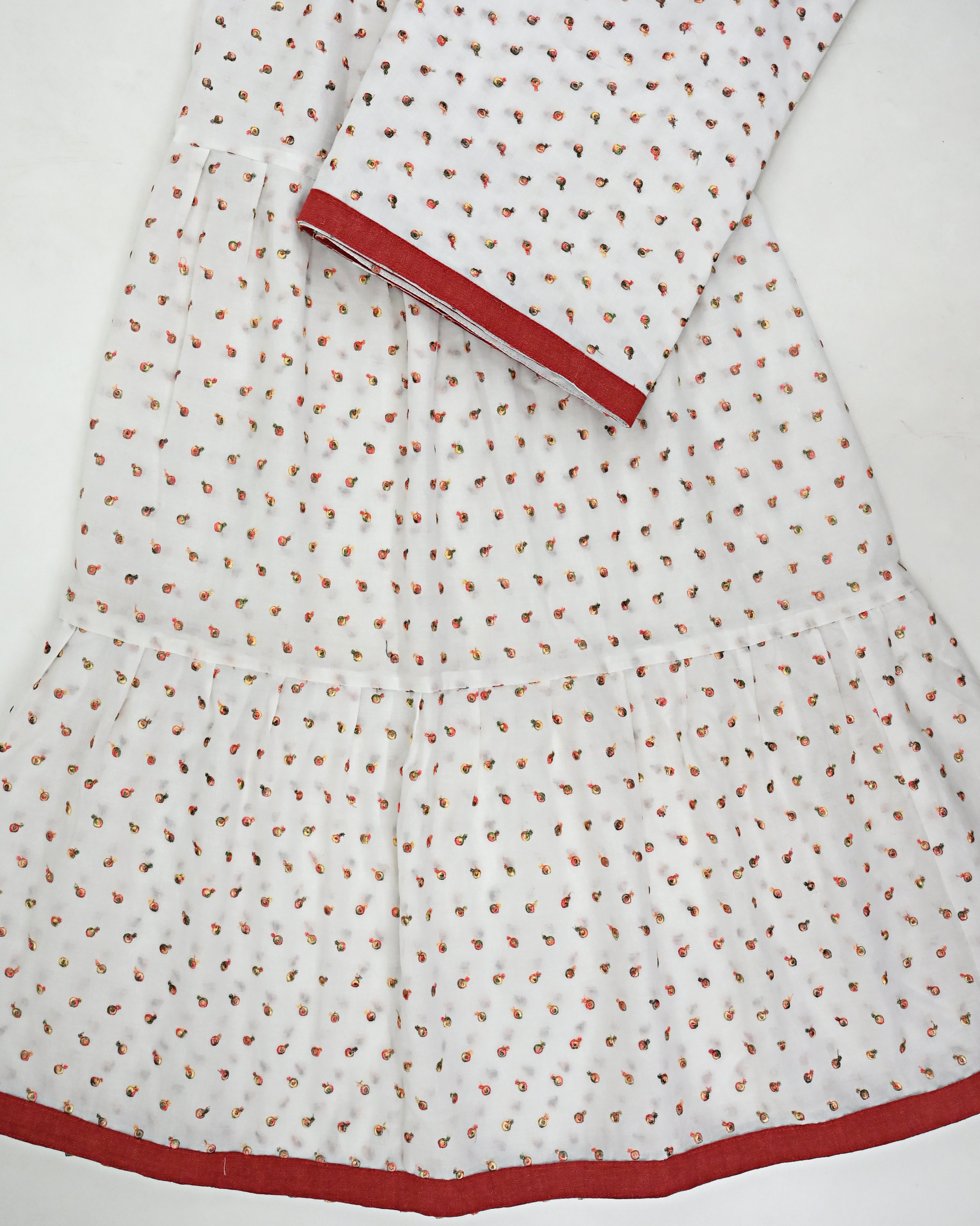 White Base Full Embroidery Booties Smart Skirt Style Rida With Orange Patti
