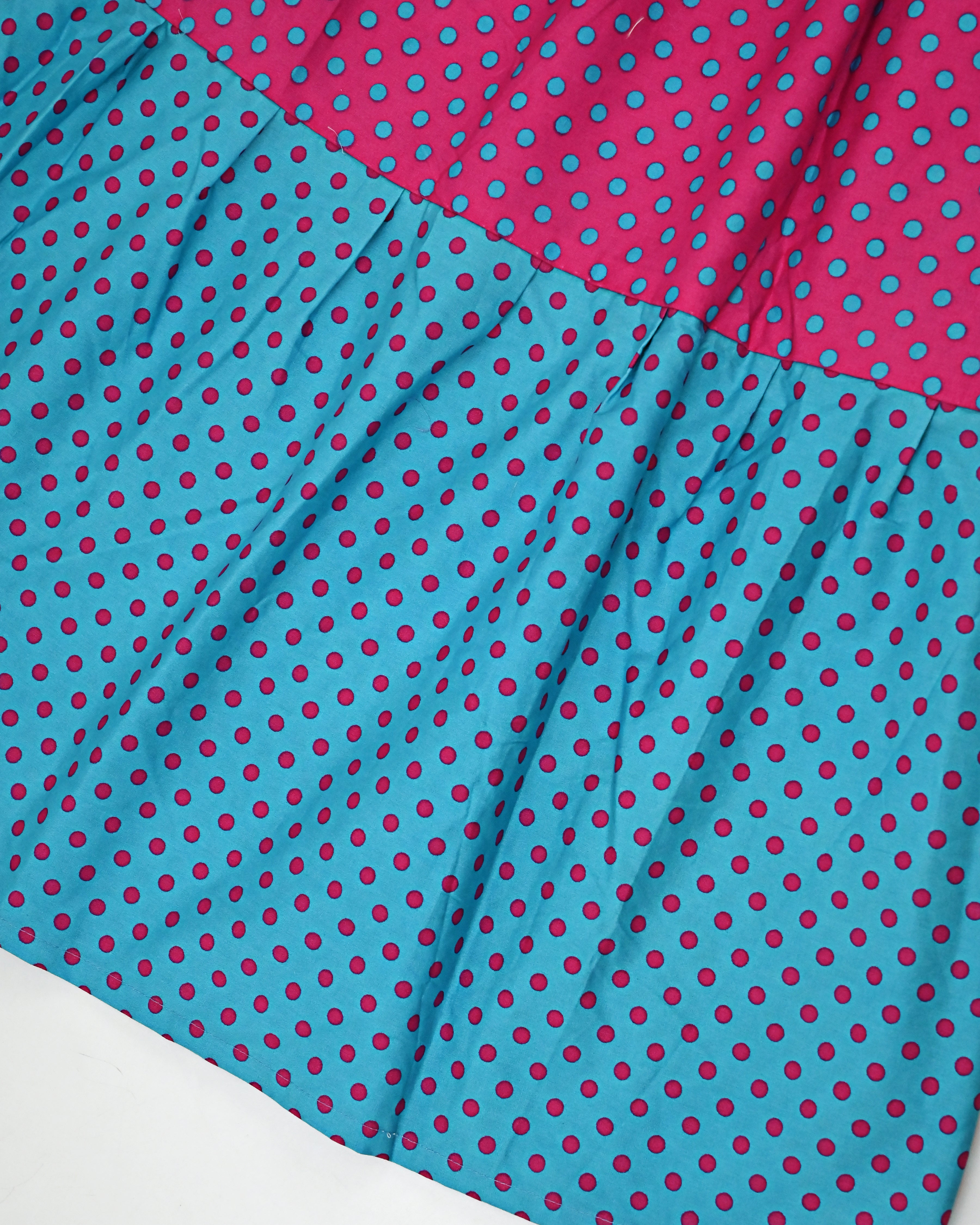 Turquiose Blue & Hot Pink Rida With Alternate Dots Smart Skirt Style