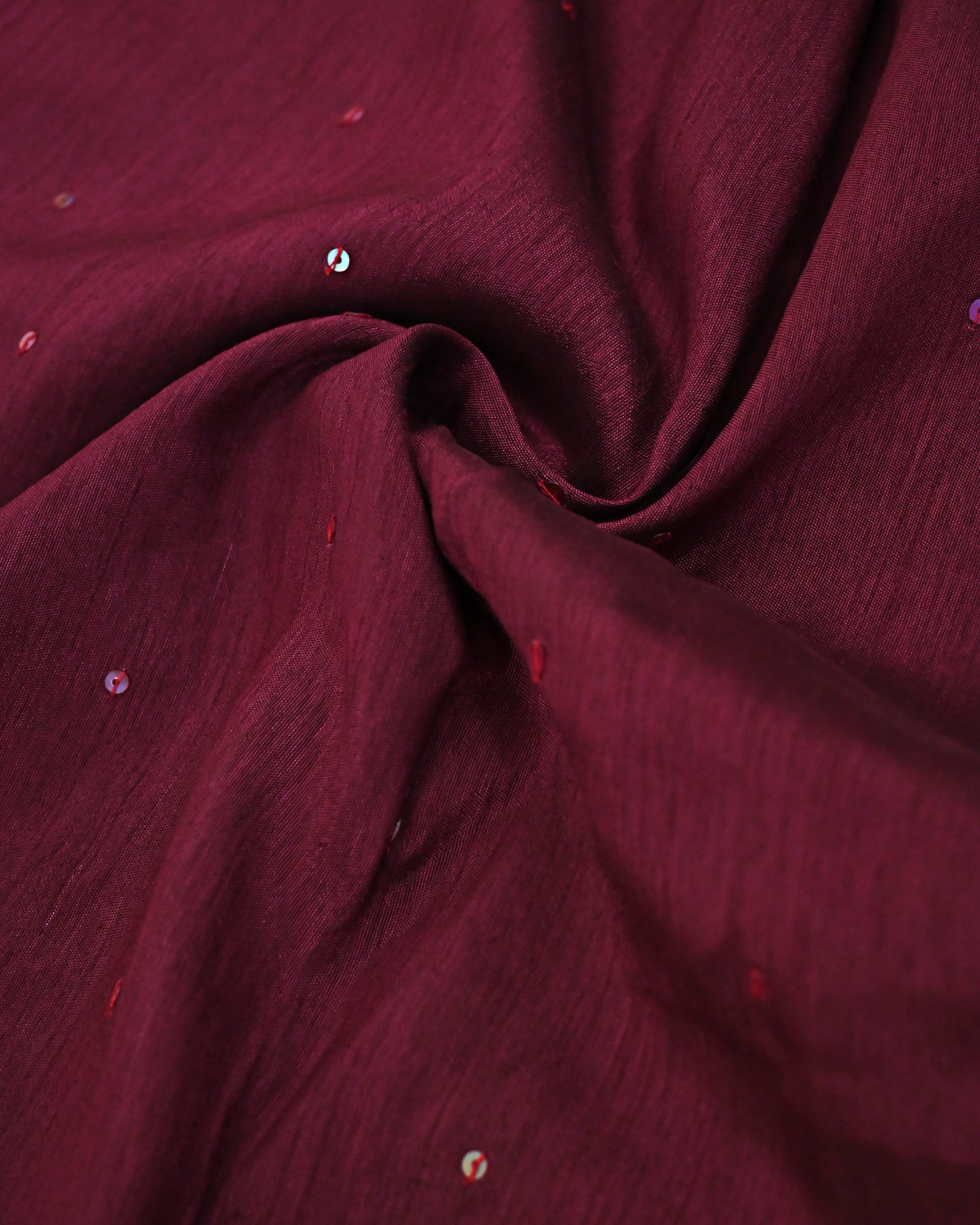 Deep Maroon Bridal Rida With Heavy Floral Aari Work & Heavy Look Lace